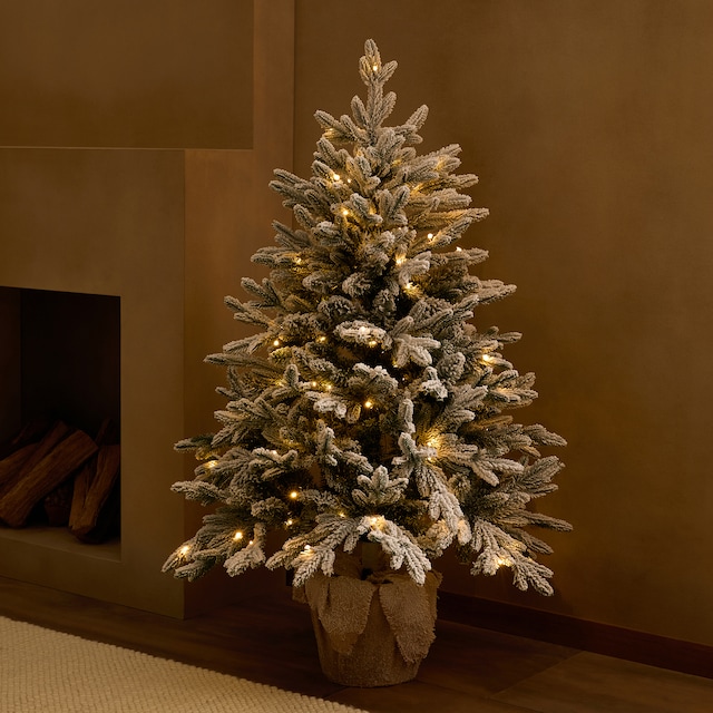 Imagen 0 de Árbol de suelo nevado con luces LED y base de ratán Arosa Navidad El Corte Inglés