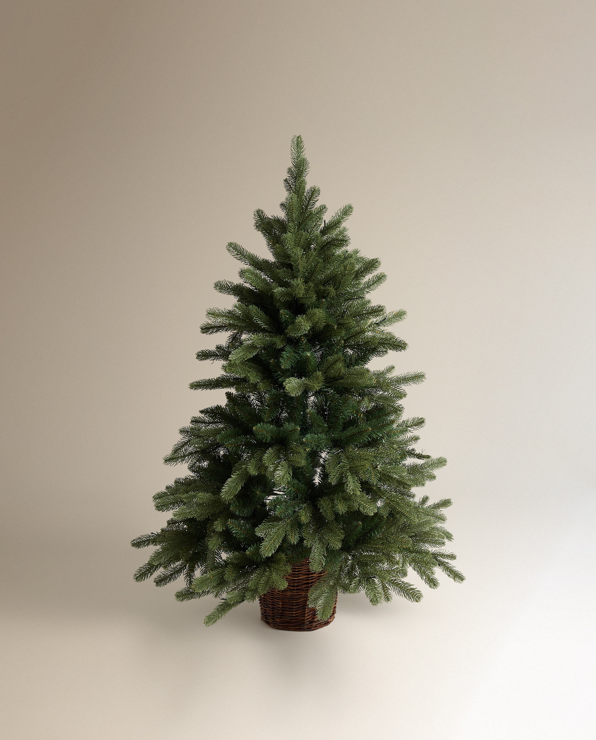 Árbol de suelo con 110 luces LED y maceta de ratán Arosa Navidad - Verde Verde-2