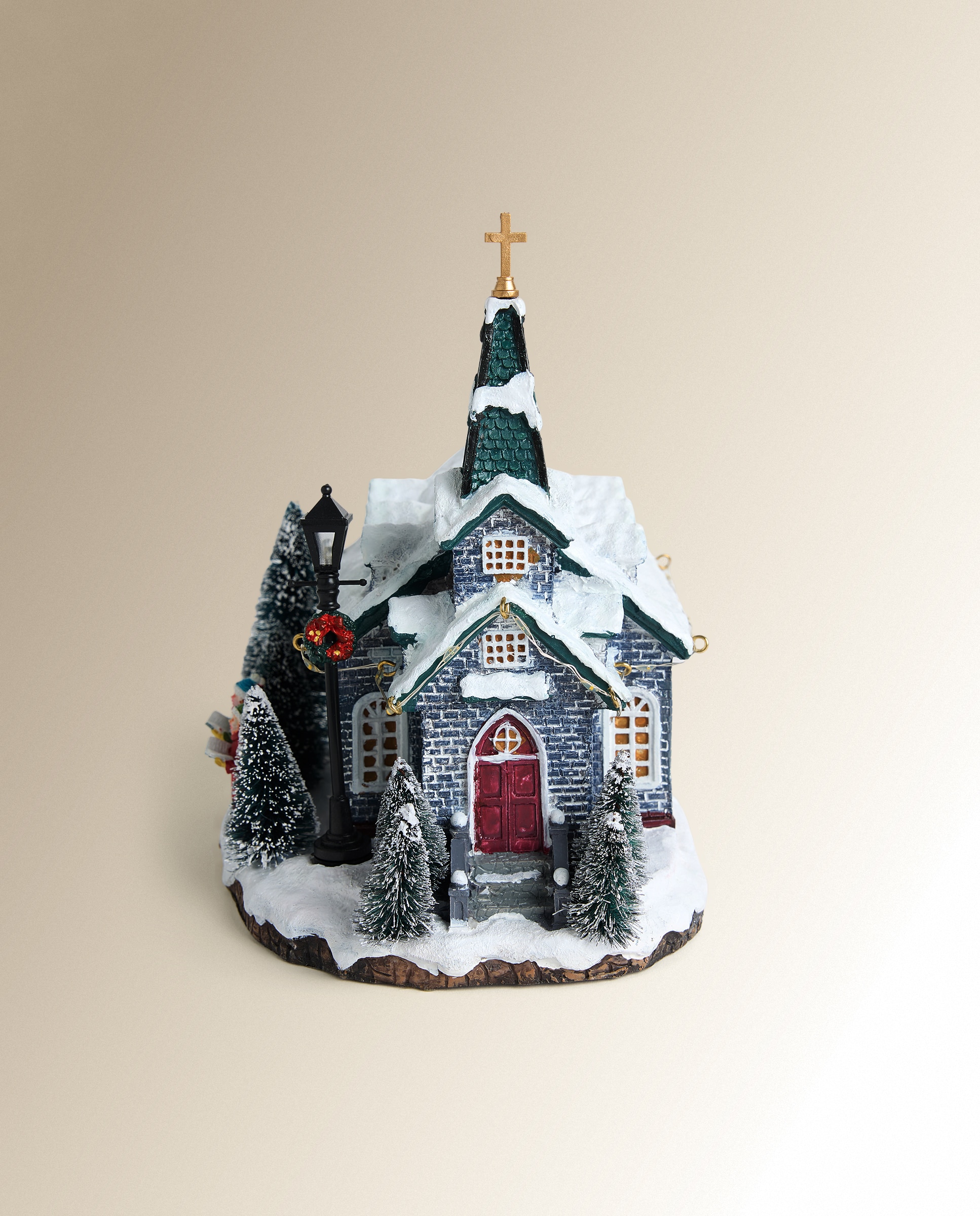 Figura Igreja com 19 Luzes LED Aldeia Natalícia em Miniatura Multicolor-2