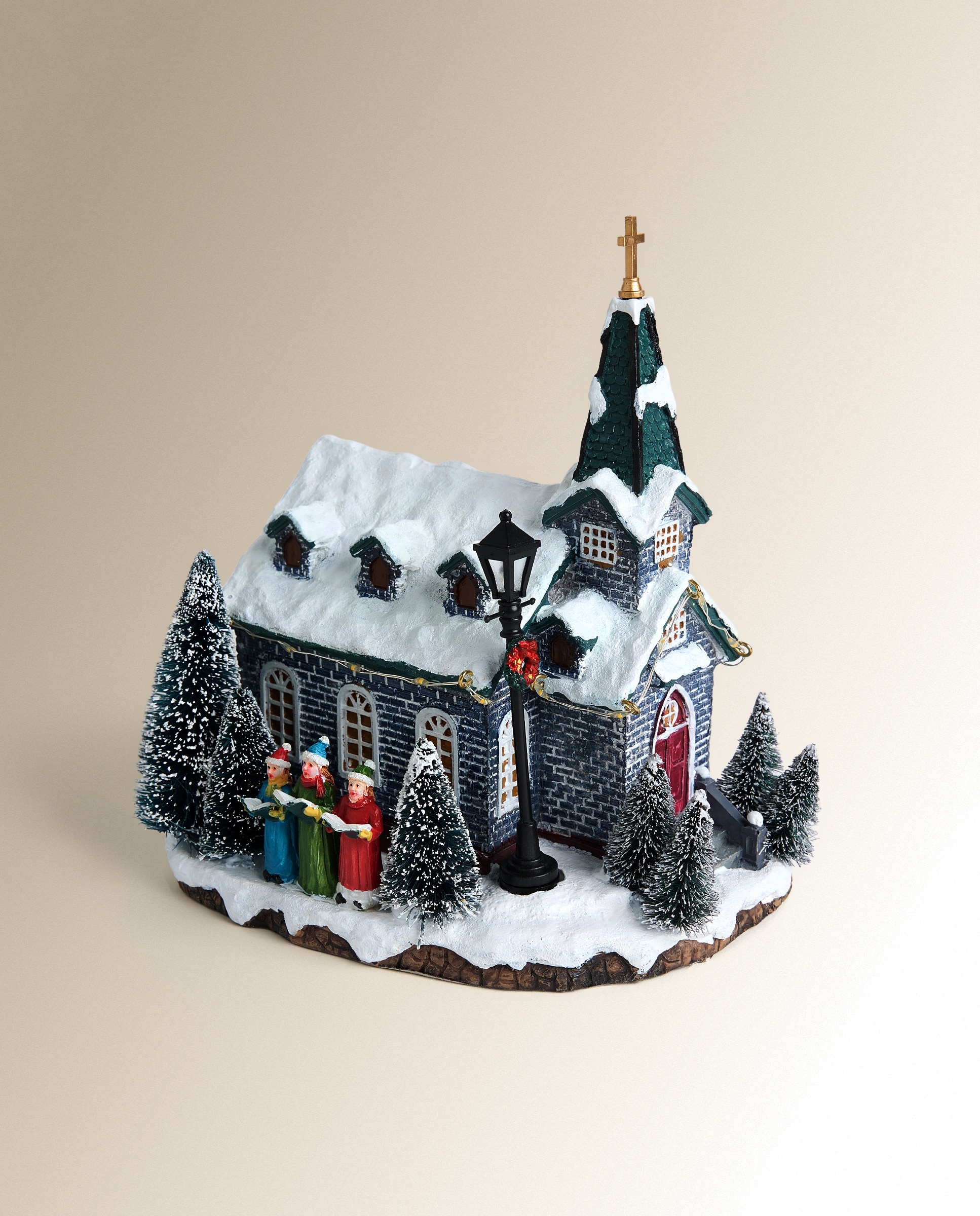 Figura Igreja com 19 Luzes LED Aldeia Natalícia em Miniatura Multicolor-3
