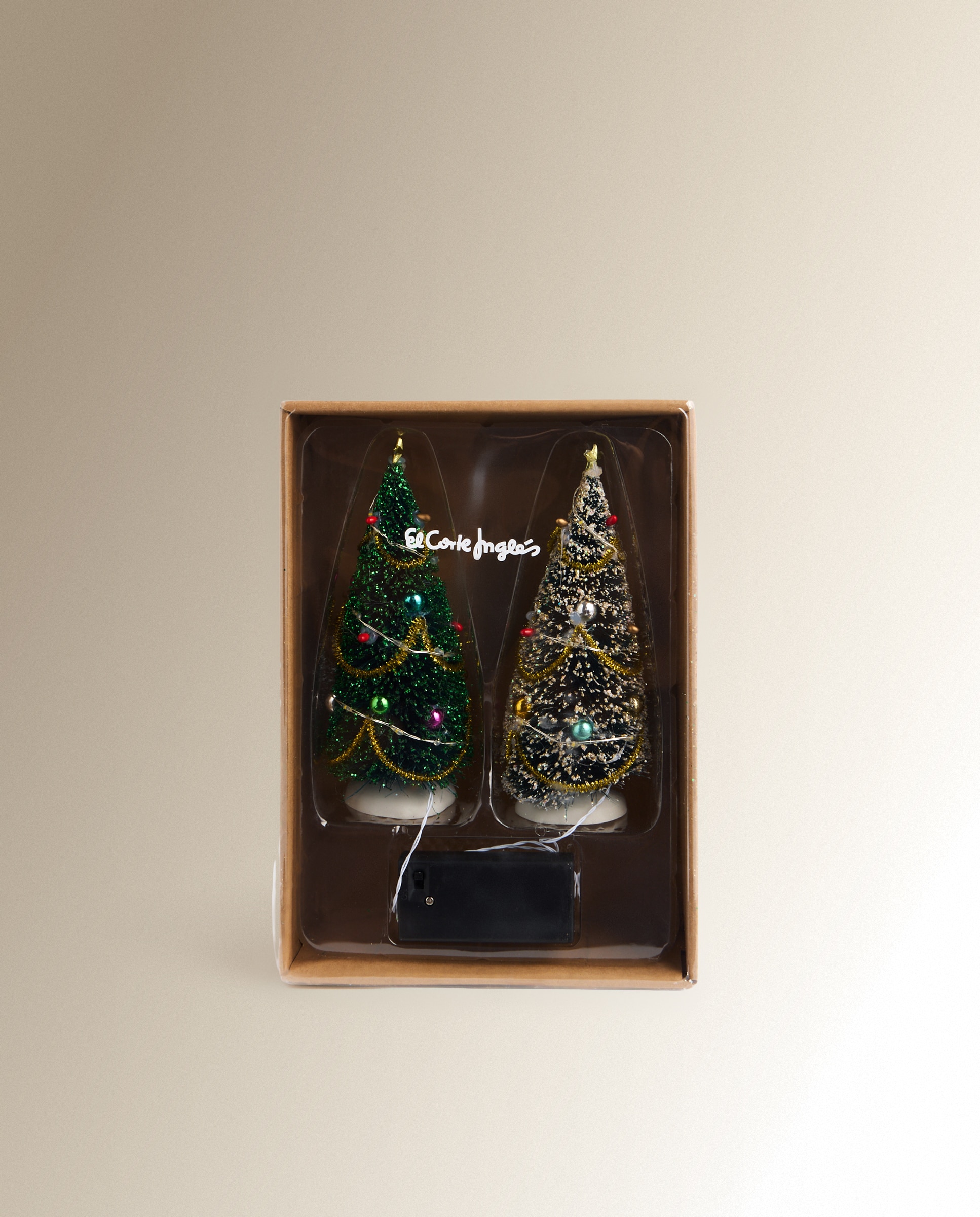 Conjunto de 2 Árvores com 18 Luzes LED Aldeia Natalícia em Miniatura Multicolor-5