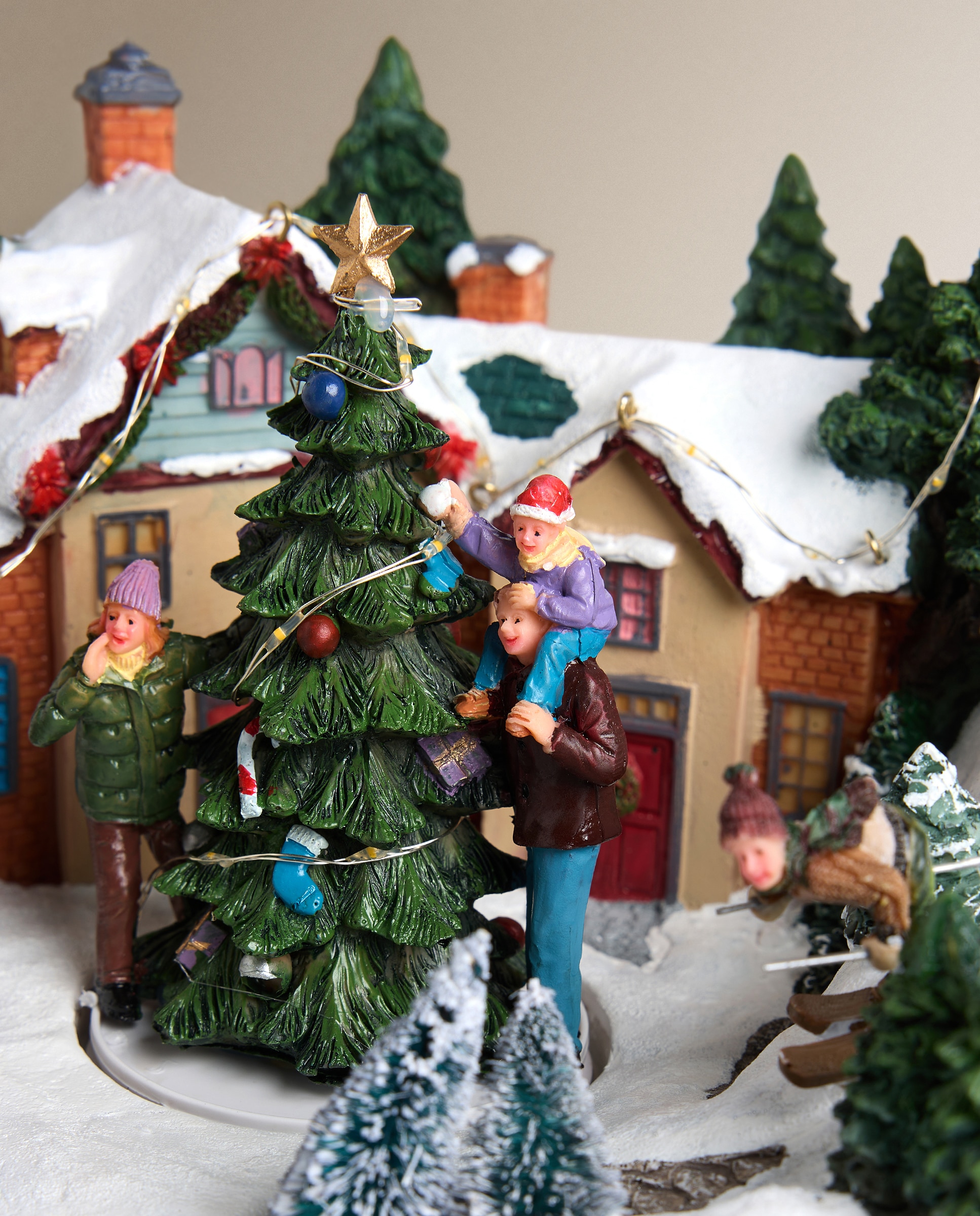 Pista de Ski com 33 luzes LED Aldeia Natalícia em Miniatura Multicolor-3