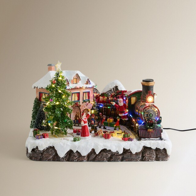 Imagem 0 de Aldeia com Comboio de Presentes com 57 Luzes LED Aldeia Natalícia em Miniatura