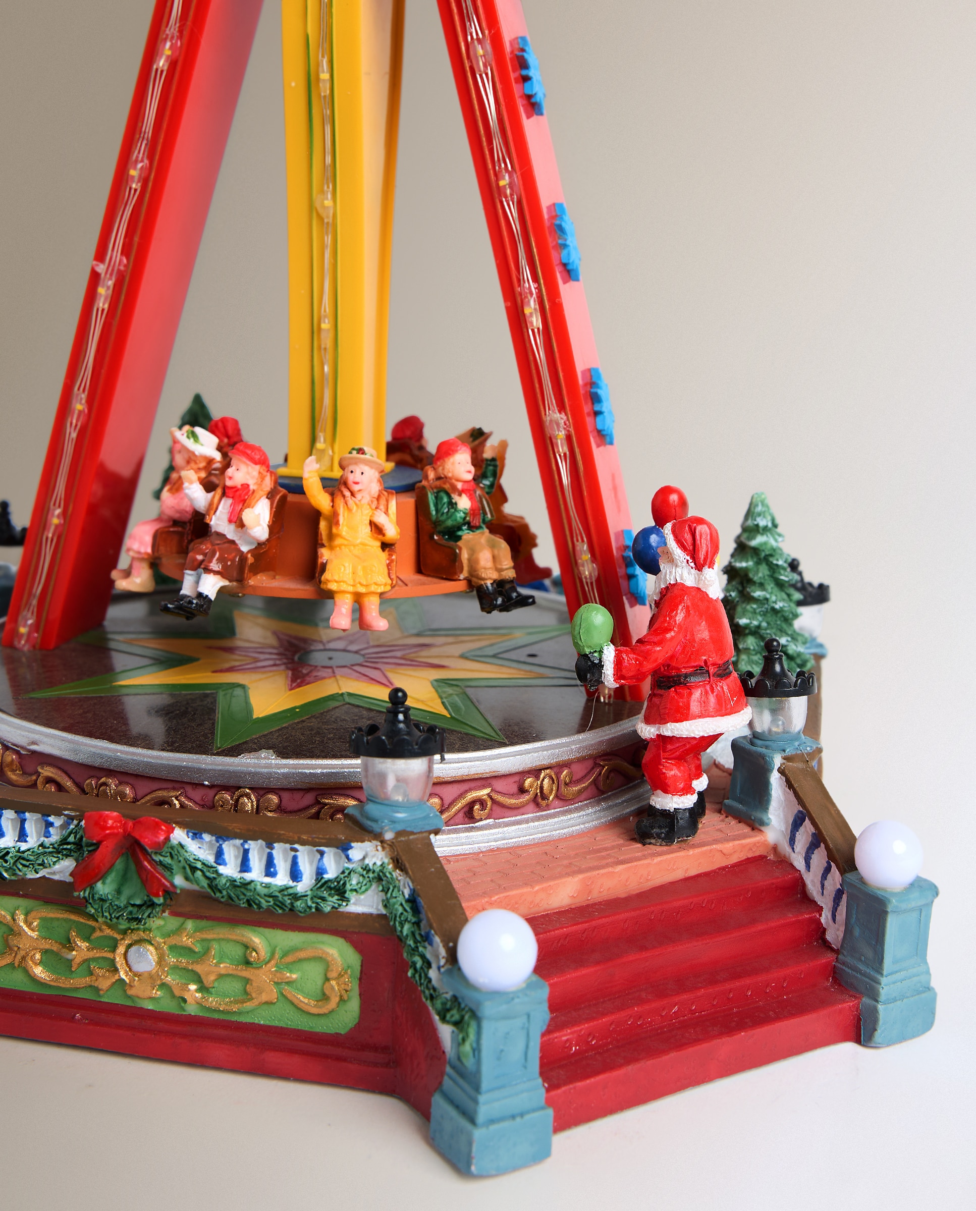 Atração Pai Natal com 68 Luzes LED, Música e Movimento Aldeia Natalícia em Miniatura Multicolor-3