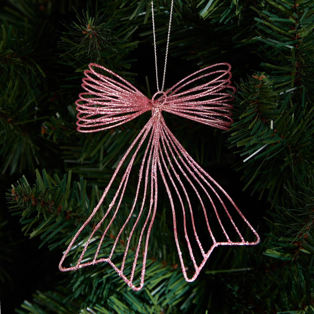 Colgante de metal Lazo perfil Navidad Rosa-1