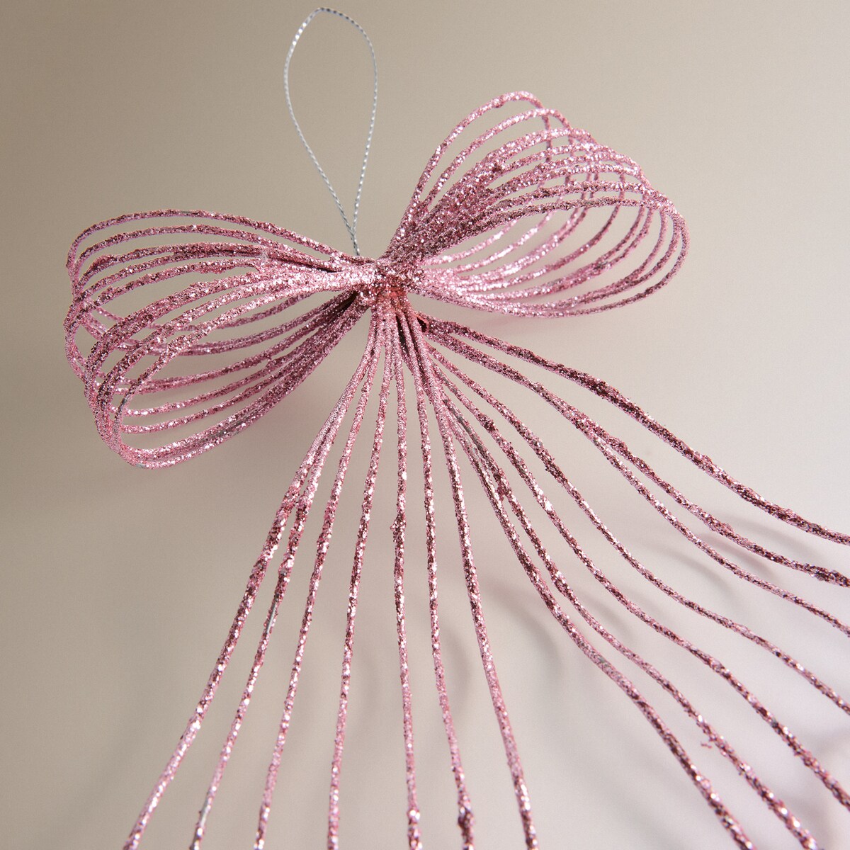 Colgante de metal Lazo perfil Navidad Rosa-3