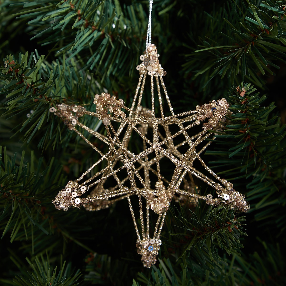 Colgante de metal Estrella con abalorios Navidad El Corte Inglés Oro-1