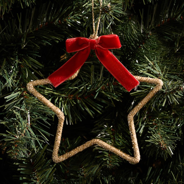 Imagen 0 de Colgante de metal Estrella con lazo Navidad