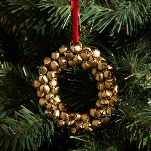 Colgante de metal Corona Cascabeles Navidad