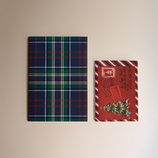 Set de 2 libretas con lazo Tartán Navidad