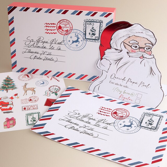 Set de cartas y lettering Papá Noel Navidad