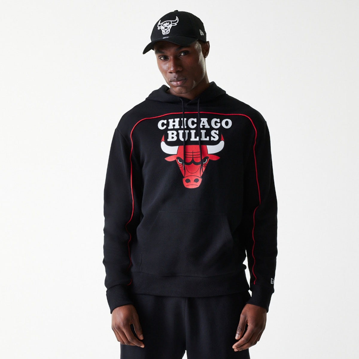 Sudadera Oversized Chicago Bulls NBA Piping - Negro Negro-1