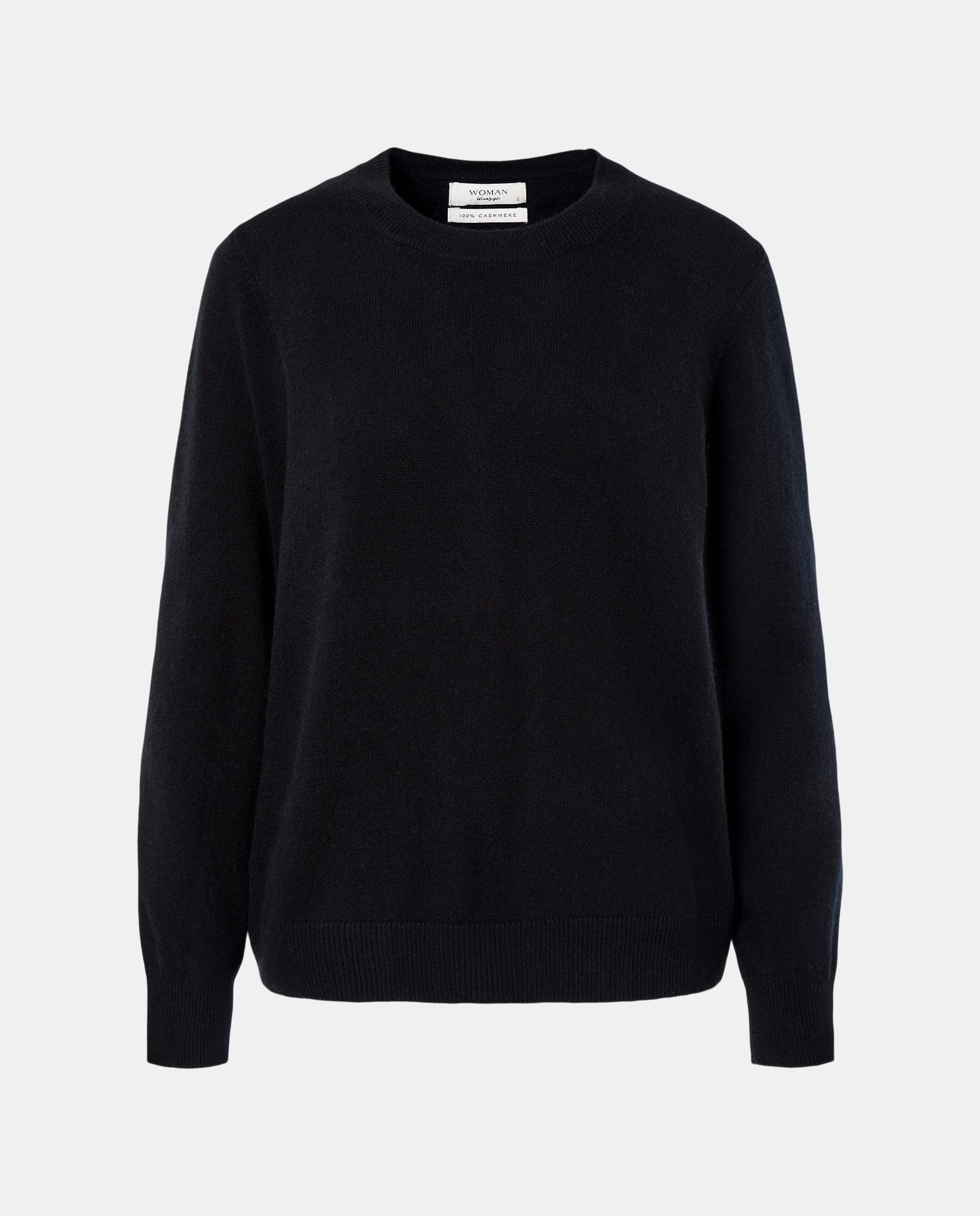 Camisola de Malha 100% Caxemira com Decote Redondo Preto-4