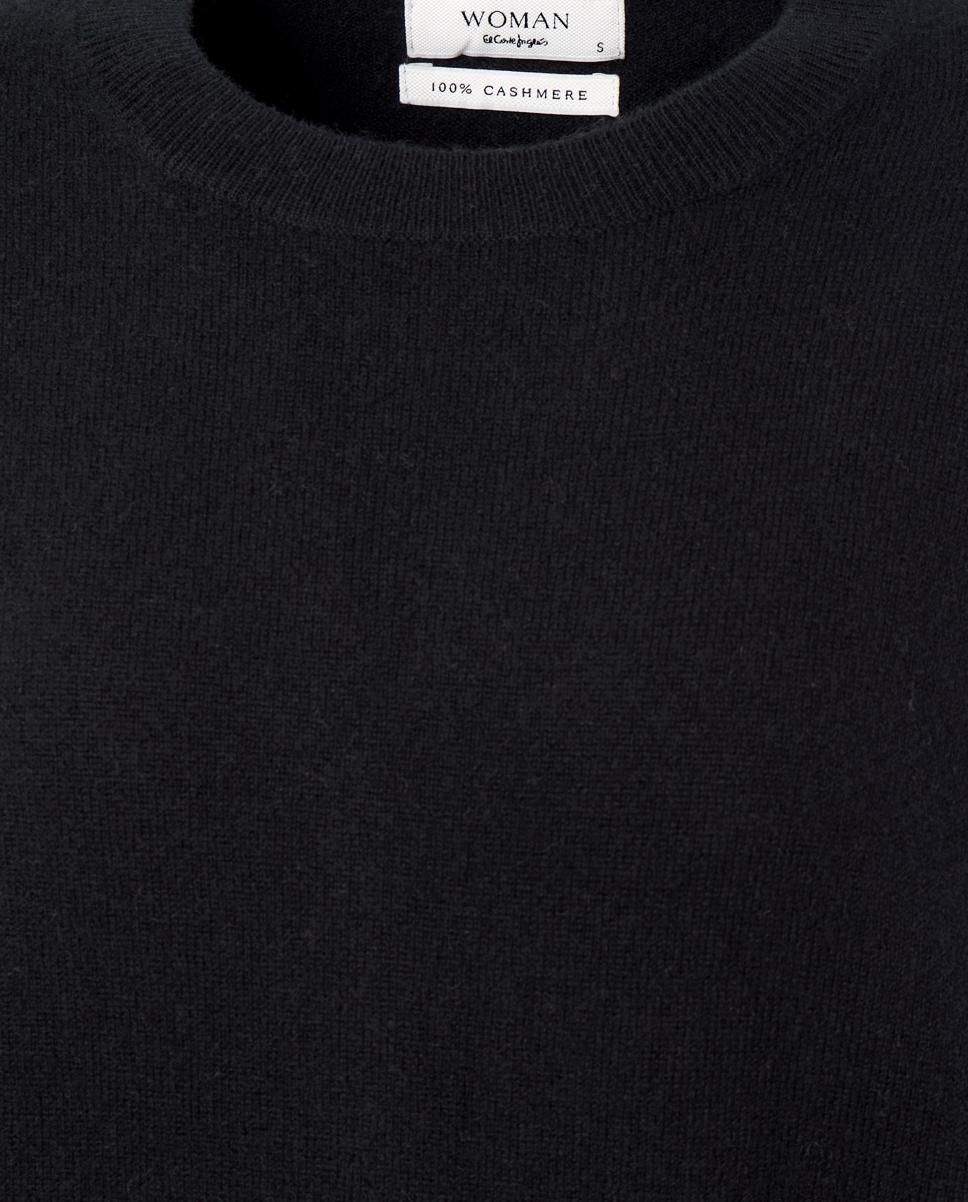 Camisola de Malha 100% Caxemira com Decote Redondo Preto-5