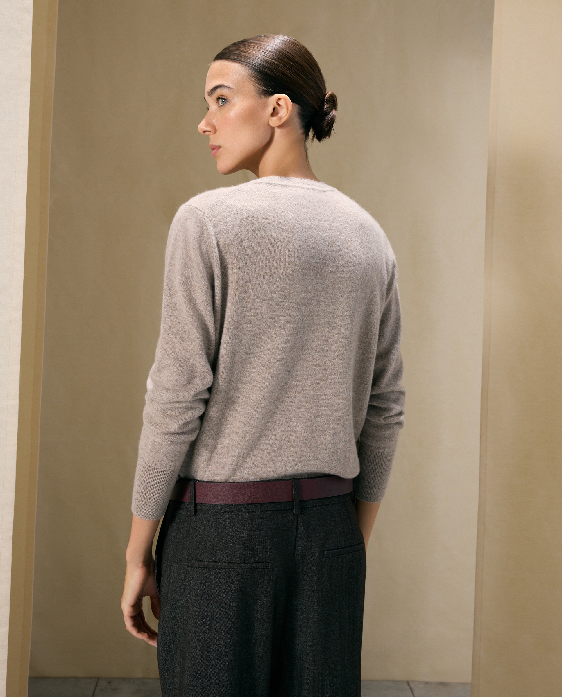Jersey liso de mujer con manga francesa - Woman El Corte Inglés - Visón claro Visón claro-2
