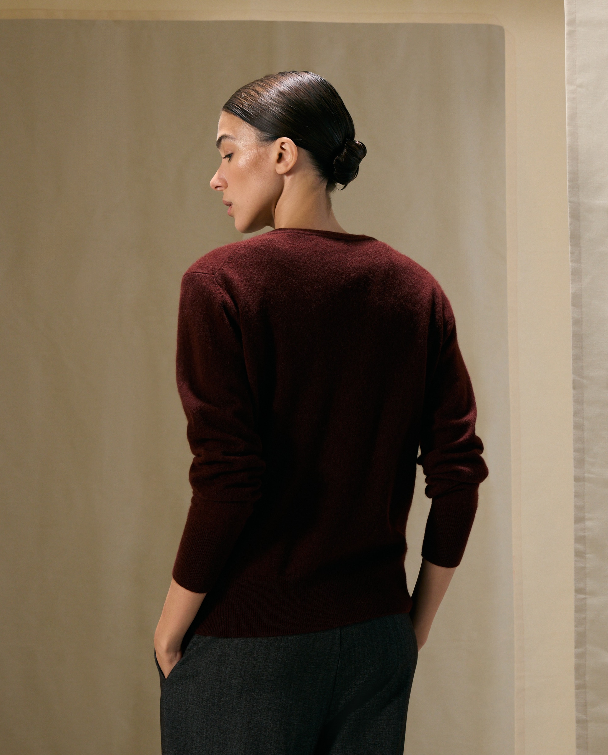 Jersey liso de mujer con manga francesa - Woman El Corte Inglés - Burdeos Burdeos-3
