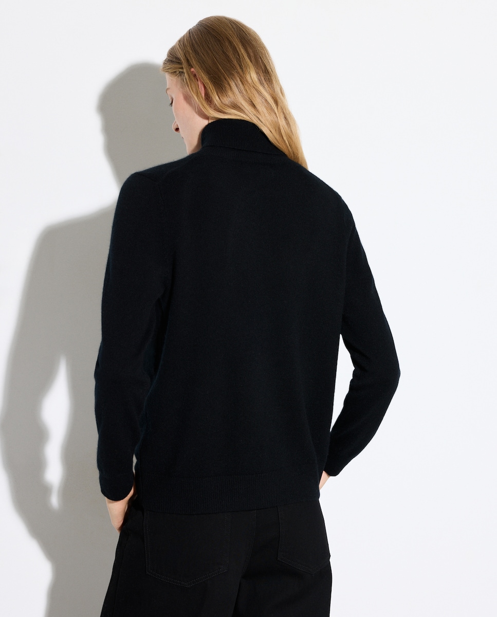 Camisola de Malha com Gola Cisne 100% Caxemira Preto-3