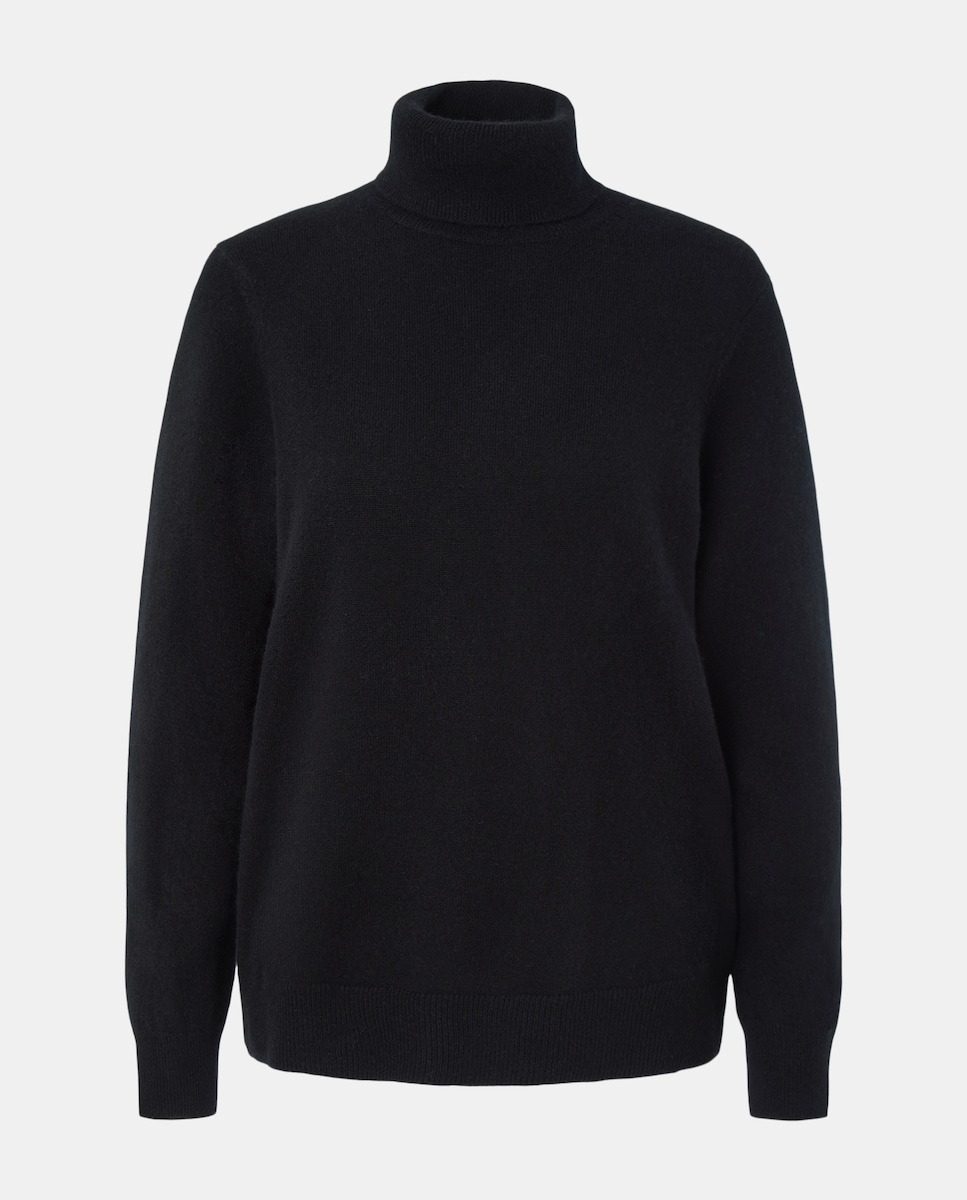 Camisola de Malha com Gola Cisne 100% Caxemira Preto-4