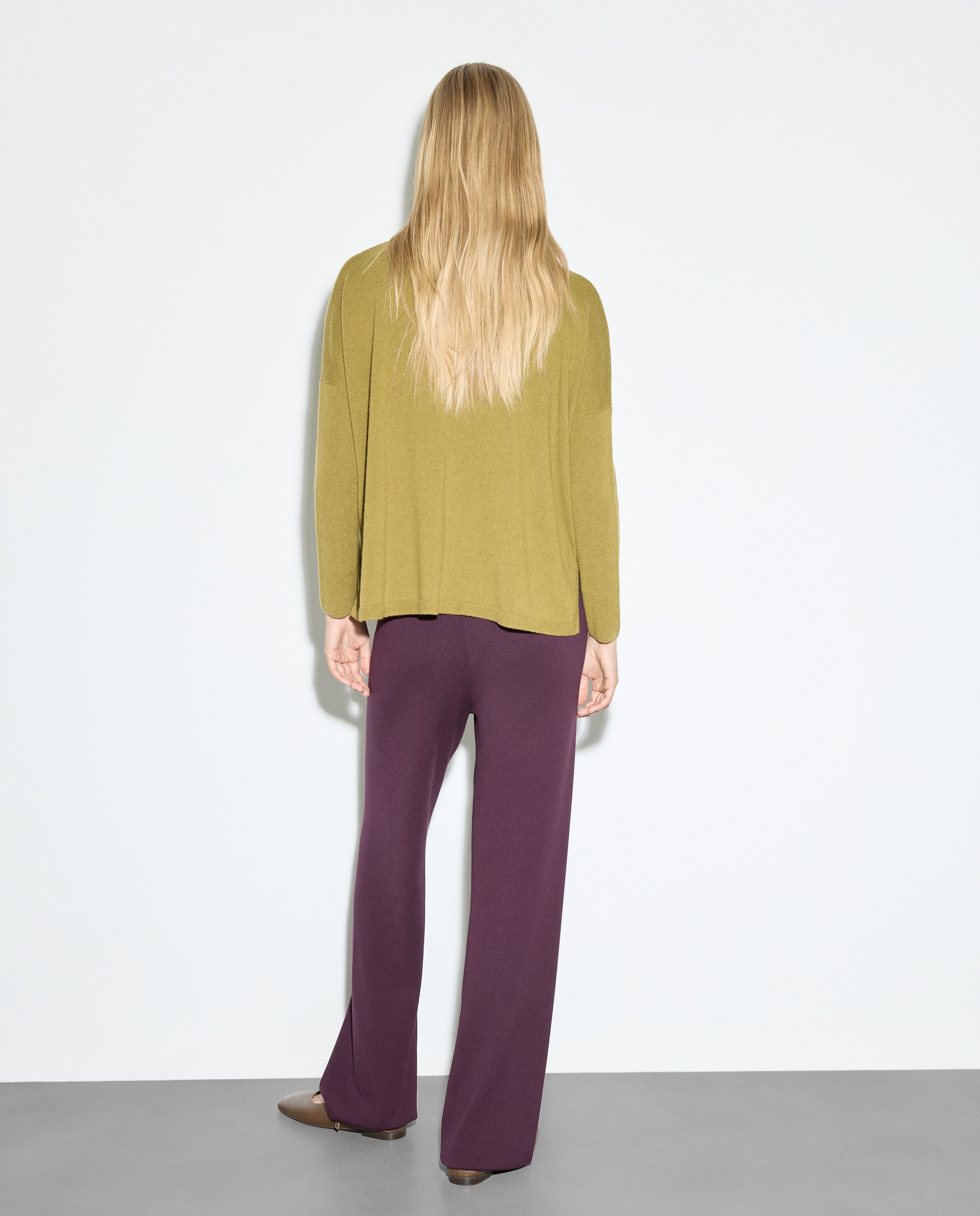 Camisola de Caxemira Lisa 560 Azeitona-3