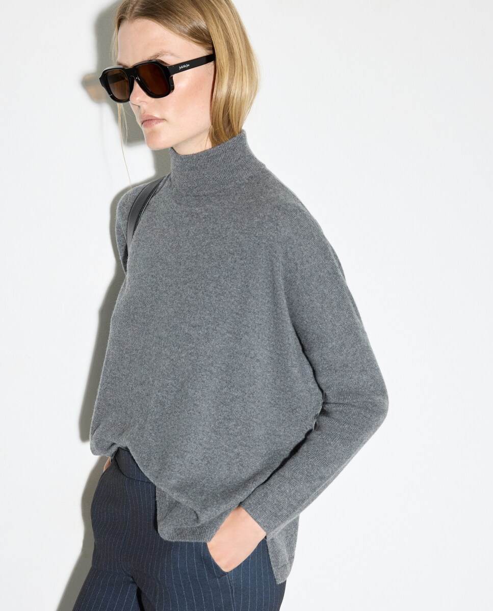 Camisola de Caxemira Lisa 830 Antracite-2