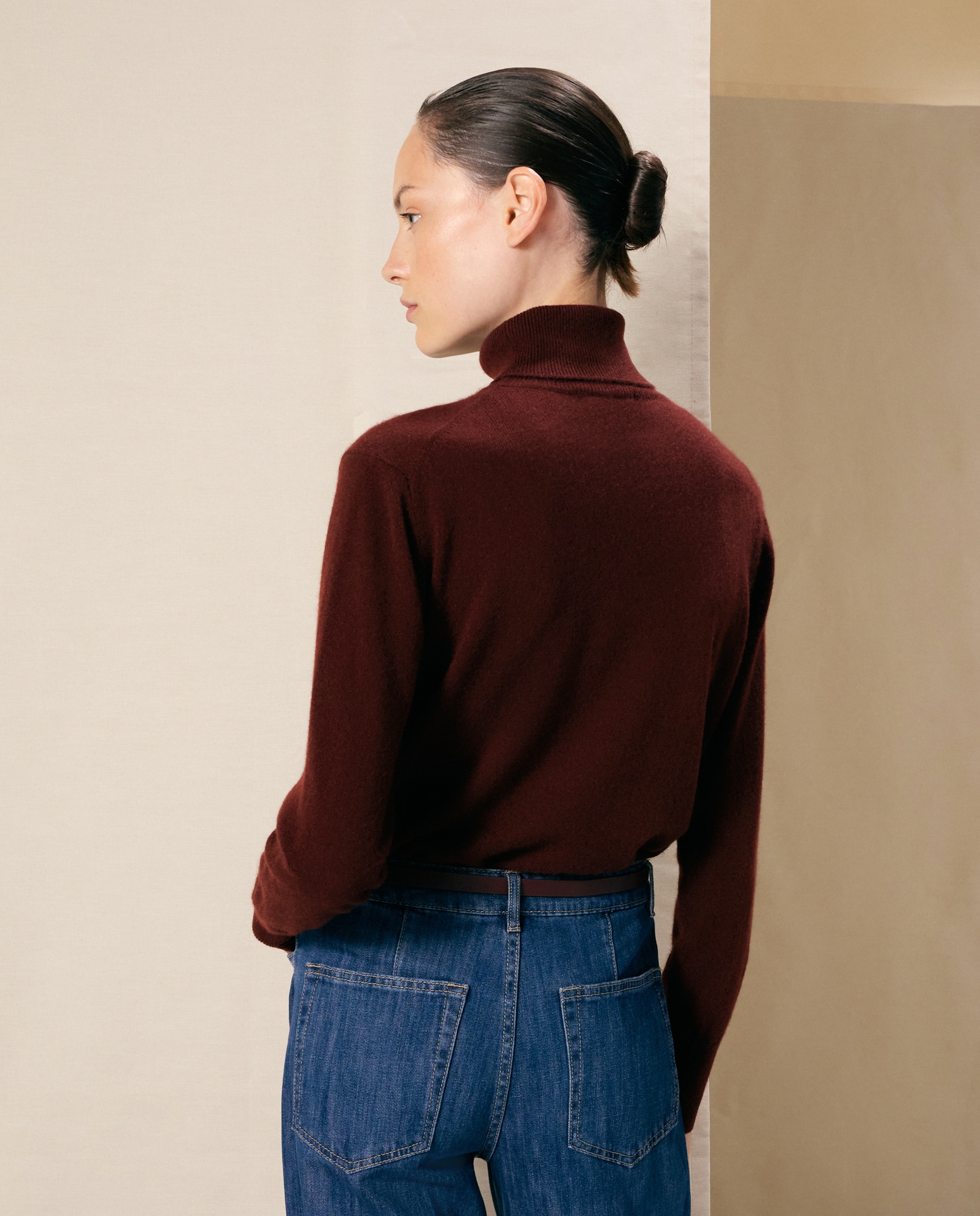 Jersey de mujer en cashmere con cuello cisne - Woman El Corte Inglés - Burdeos Burdeos-3