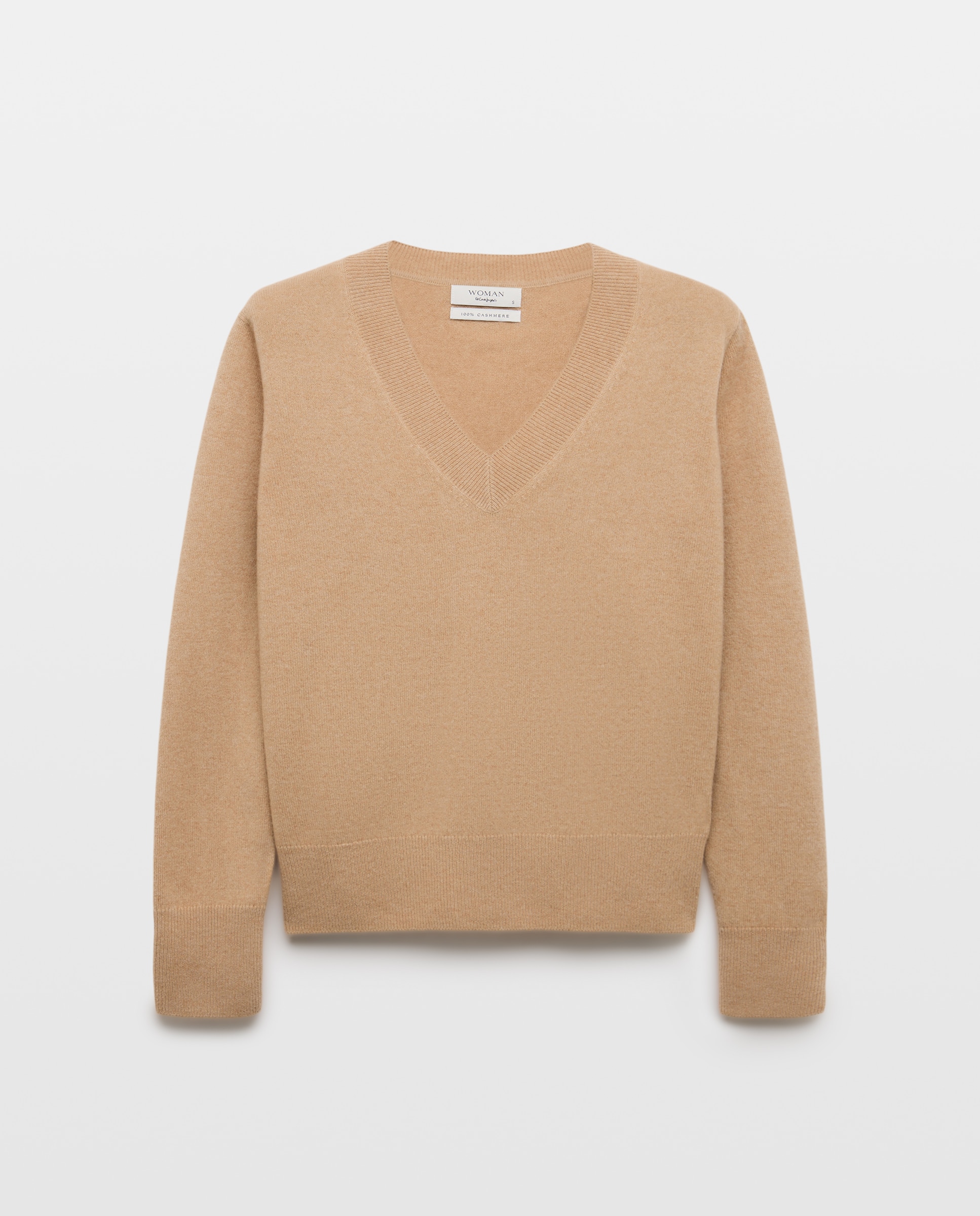 Camisola de Malha 100% Caxemira com Decote em Bico Torrado-5
