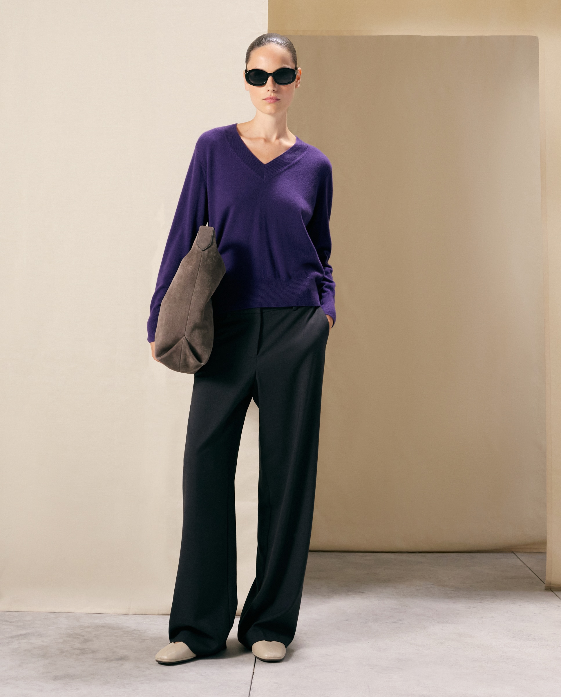 Jersey liso con manga francesa de mujer - Woman El Corte Inglés - Morado Morado-1