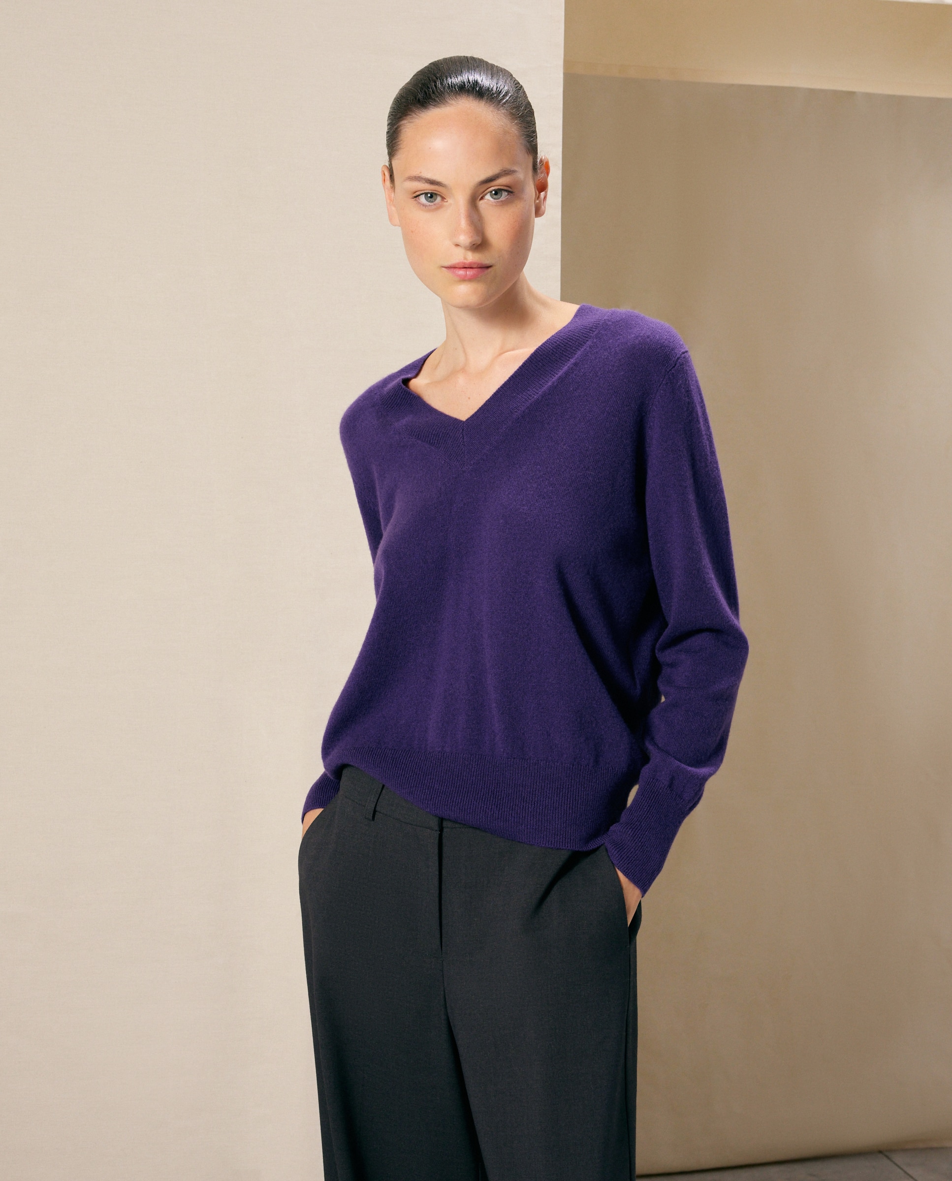 Jersey liso con manga francesa de mujer - Woman El Corte Inglés - Morado Morado-2