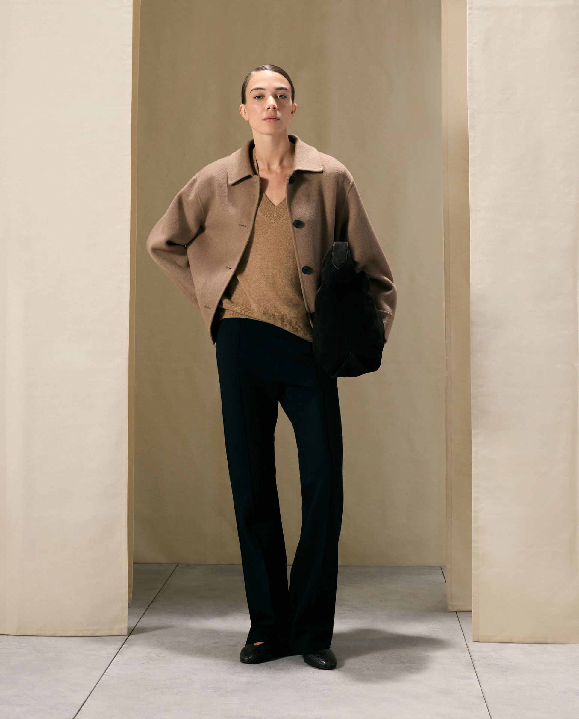 Camisola de Malha Lisa com Manga 3/4 730 Camel-2
