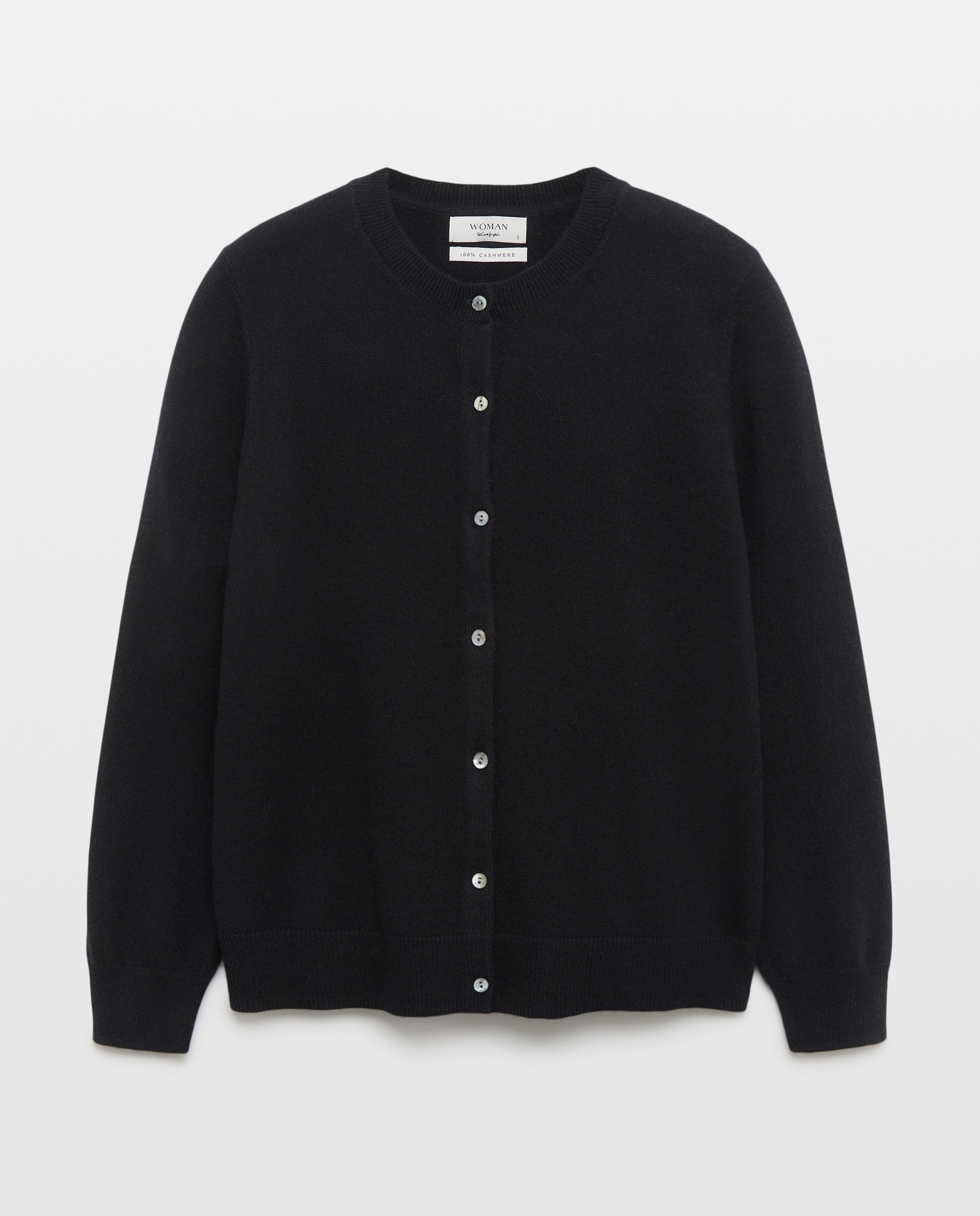 Casaco de Malha 100% Caxemira com Decote Redondo Preto-4