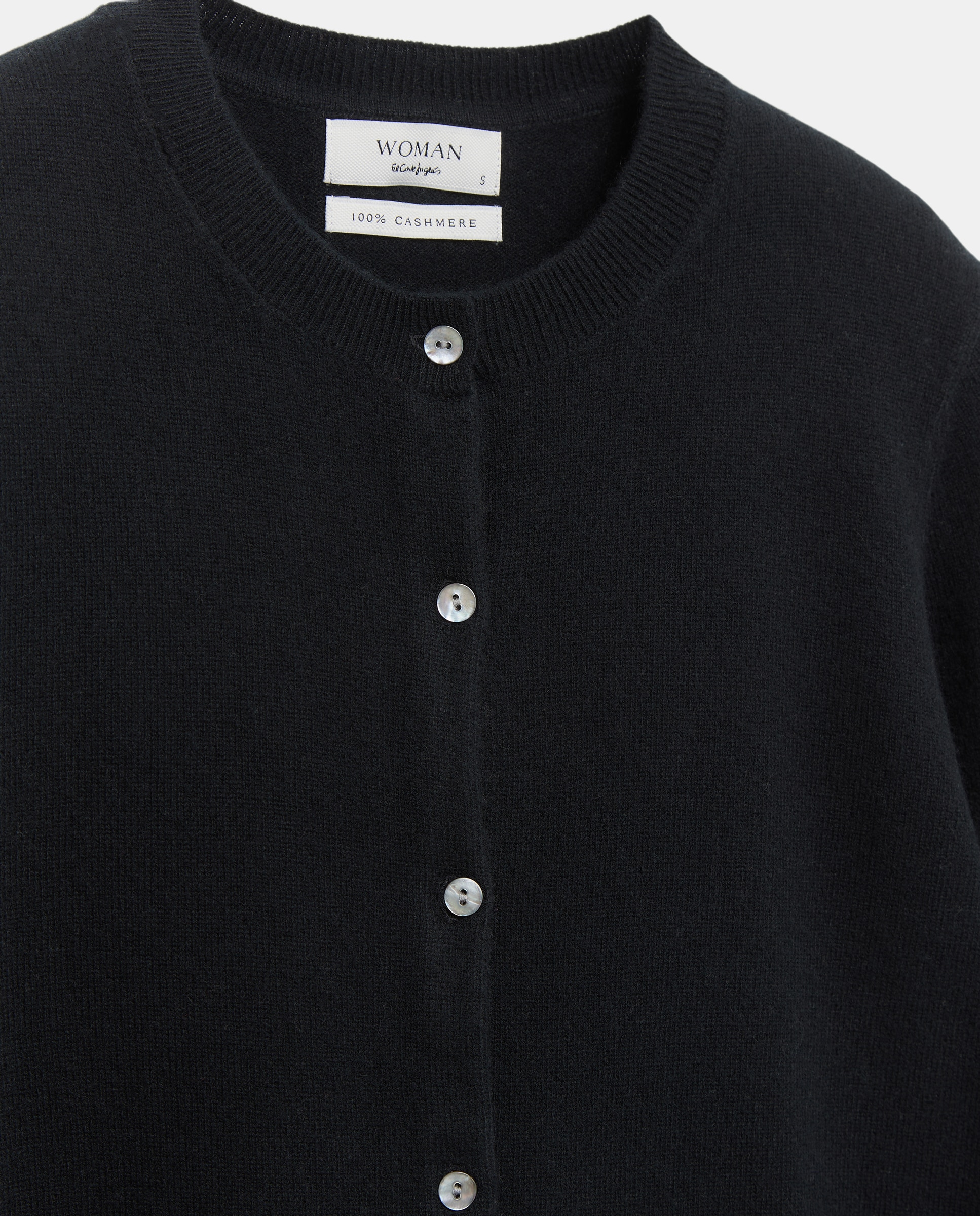 Casaco de Malha 100% Caxemira com Decote Redondo Preto-5