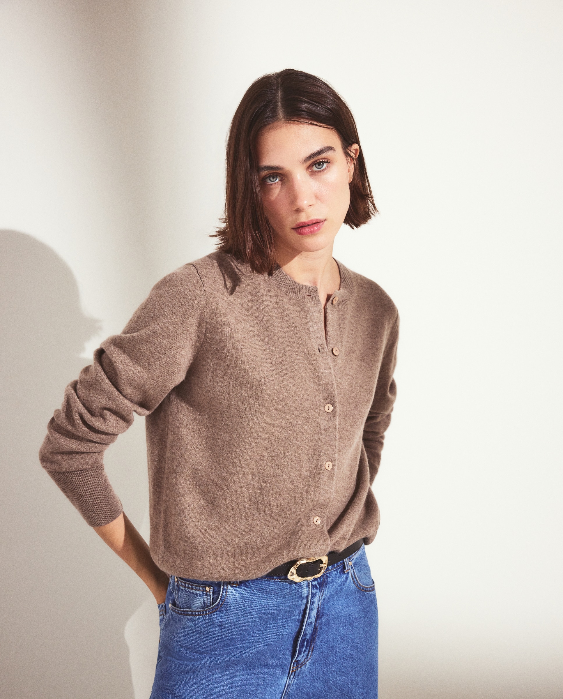 Chaqueta básica 100% CASHMERE - Woman El Corte Inglés - 120 Crudo Visón oscuro-1