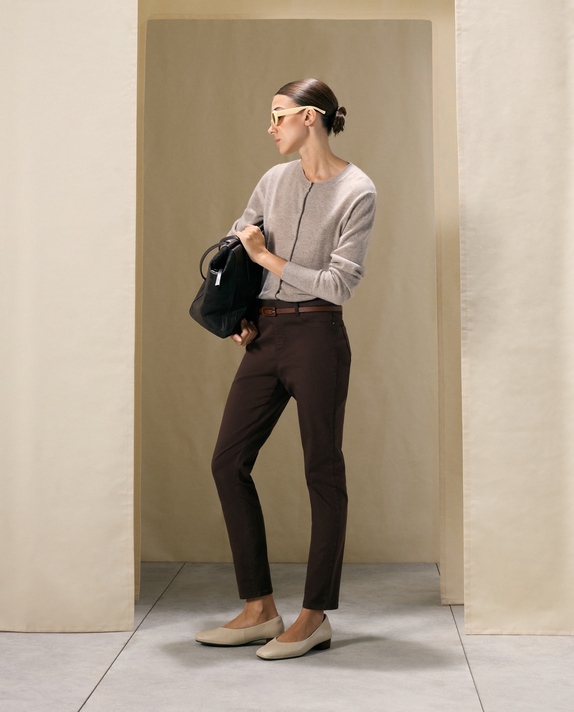 Chaqueta de mujer en cashmere con cuello caja - Woman El Corte Inglés - Visón claro Visón claro-2