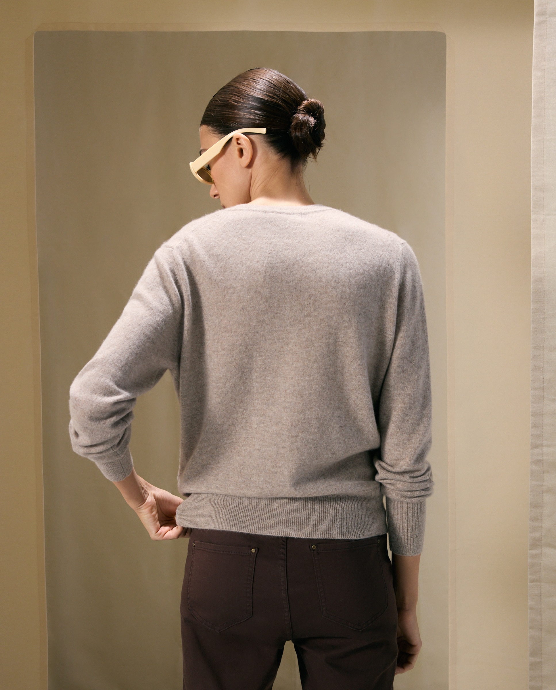Chaqueta de mujer en cashmere con cuello caja - Woman El Corte Inglés - Visón claro Visón claro-3