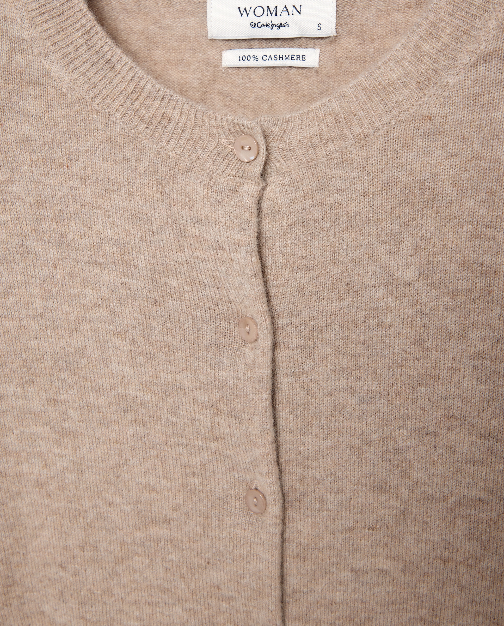 Chaqueta de mujer en cashmere con cuello caja - Woman El Corte Inglés - Visón claro Visón claro-5