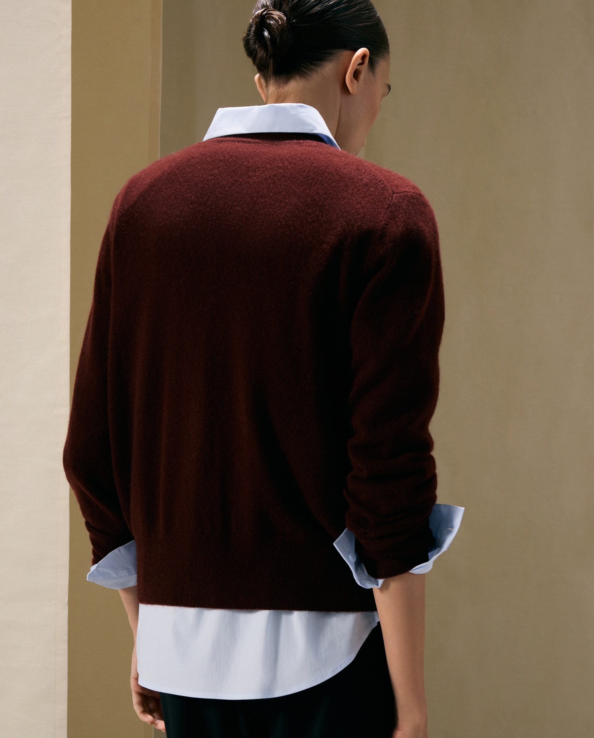 Chaqueta de mujer en cashmere con cuello caja - Woman El Corte Inglés - Burdeos Burdeos-3