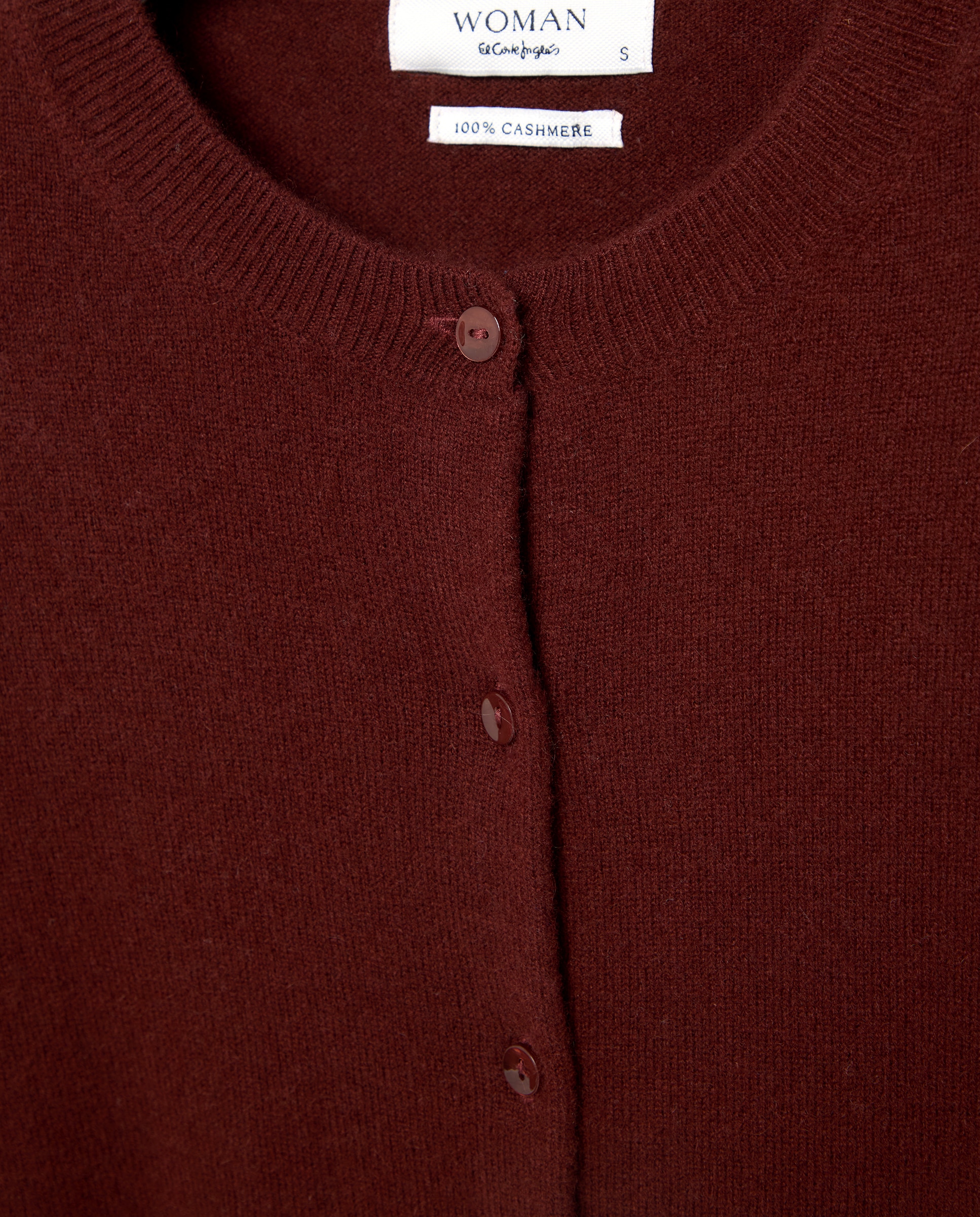 Chaqueta de mujer en cashmere con cuello caja - Woman El Corte Inglés - Burdeos Burdeos-5