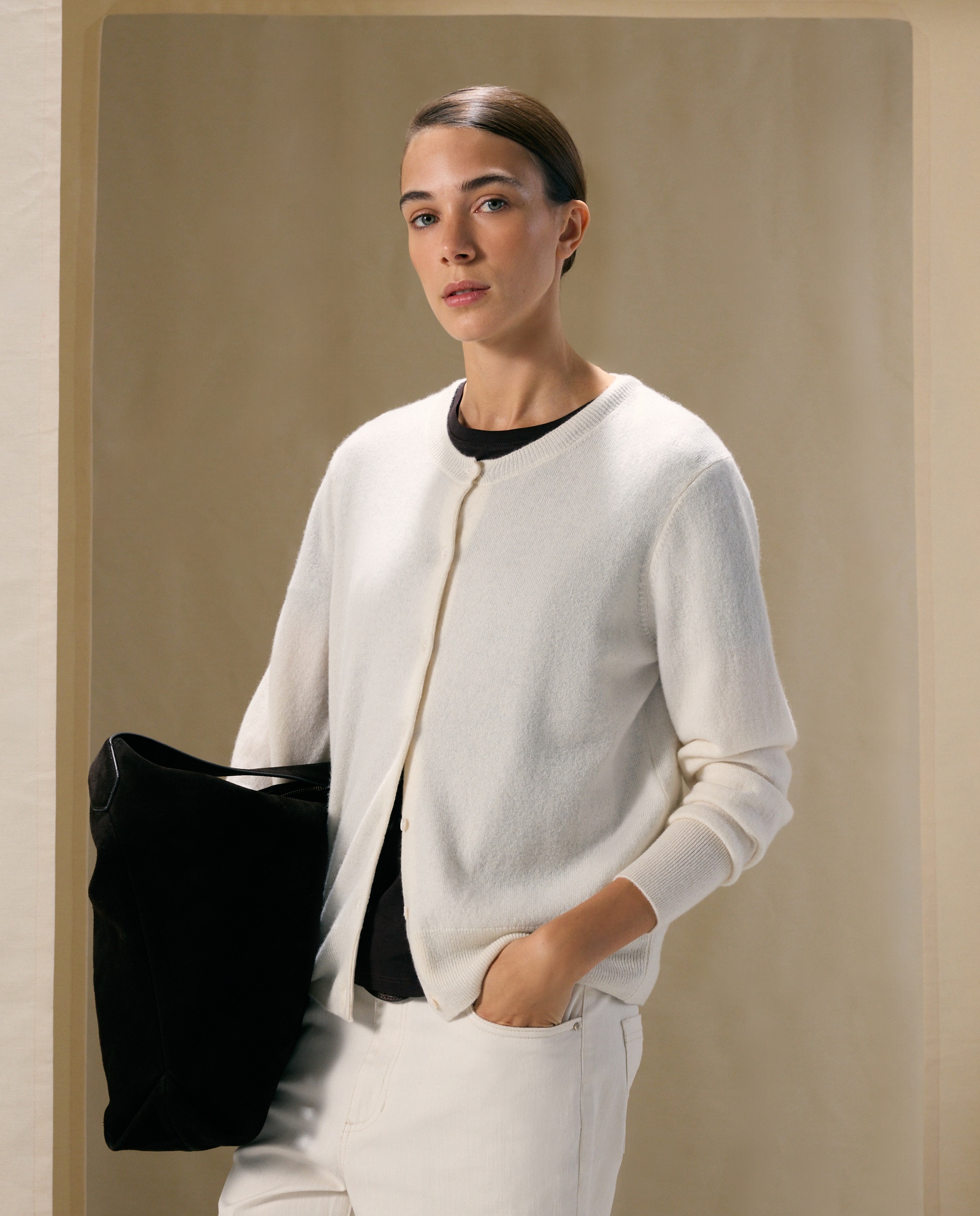 Chaqueta de mujer en cashmere con cuello caja - Woman El Corte Inglés - 120 Crudo 120 Crudo-1
