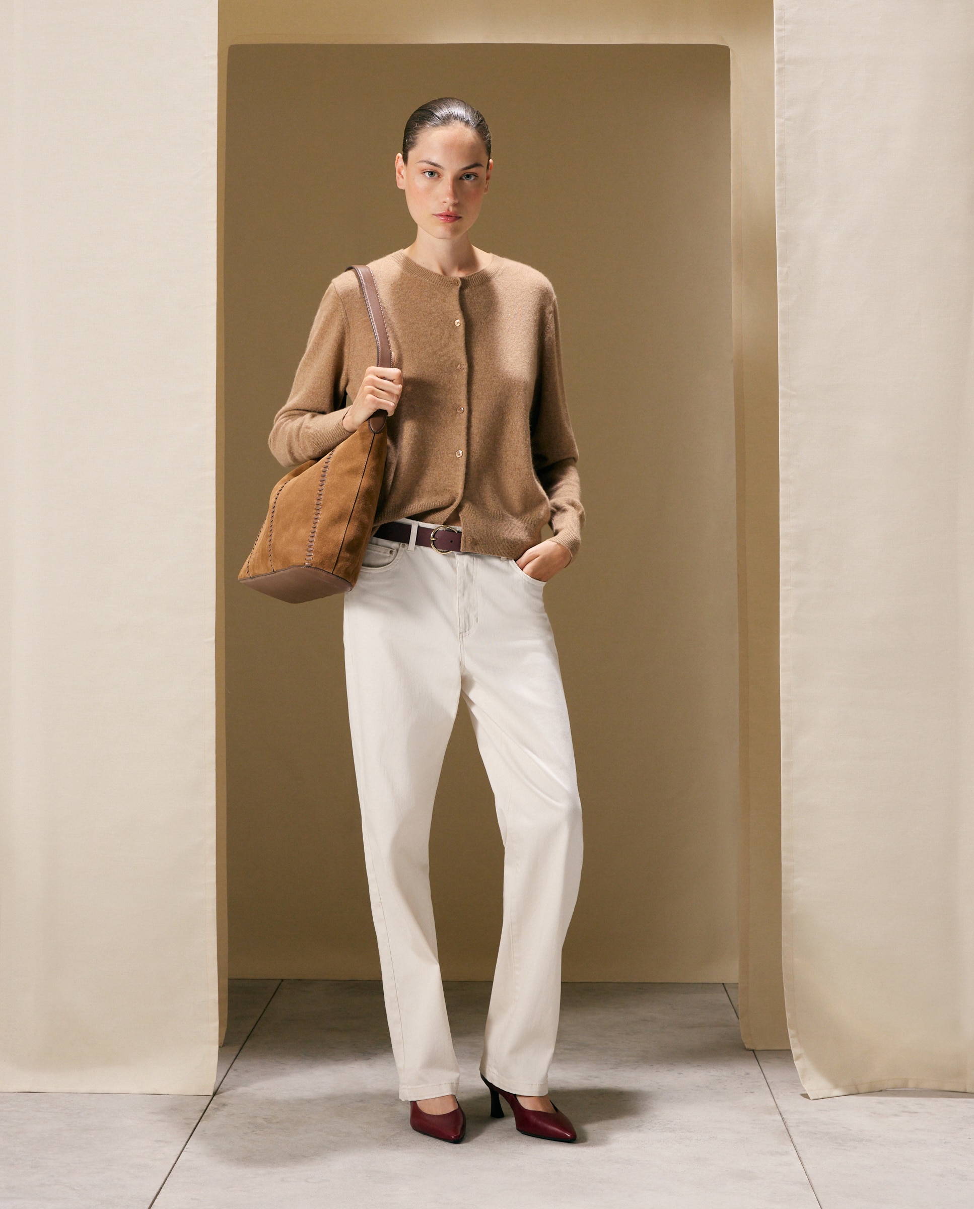 Chaqueta de mujer en cashmere con cuello caja - Woman El Corte Inglés - 730 Camel 730 Camel-2