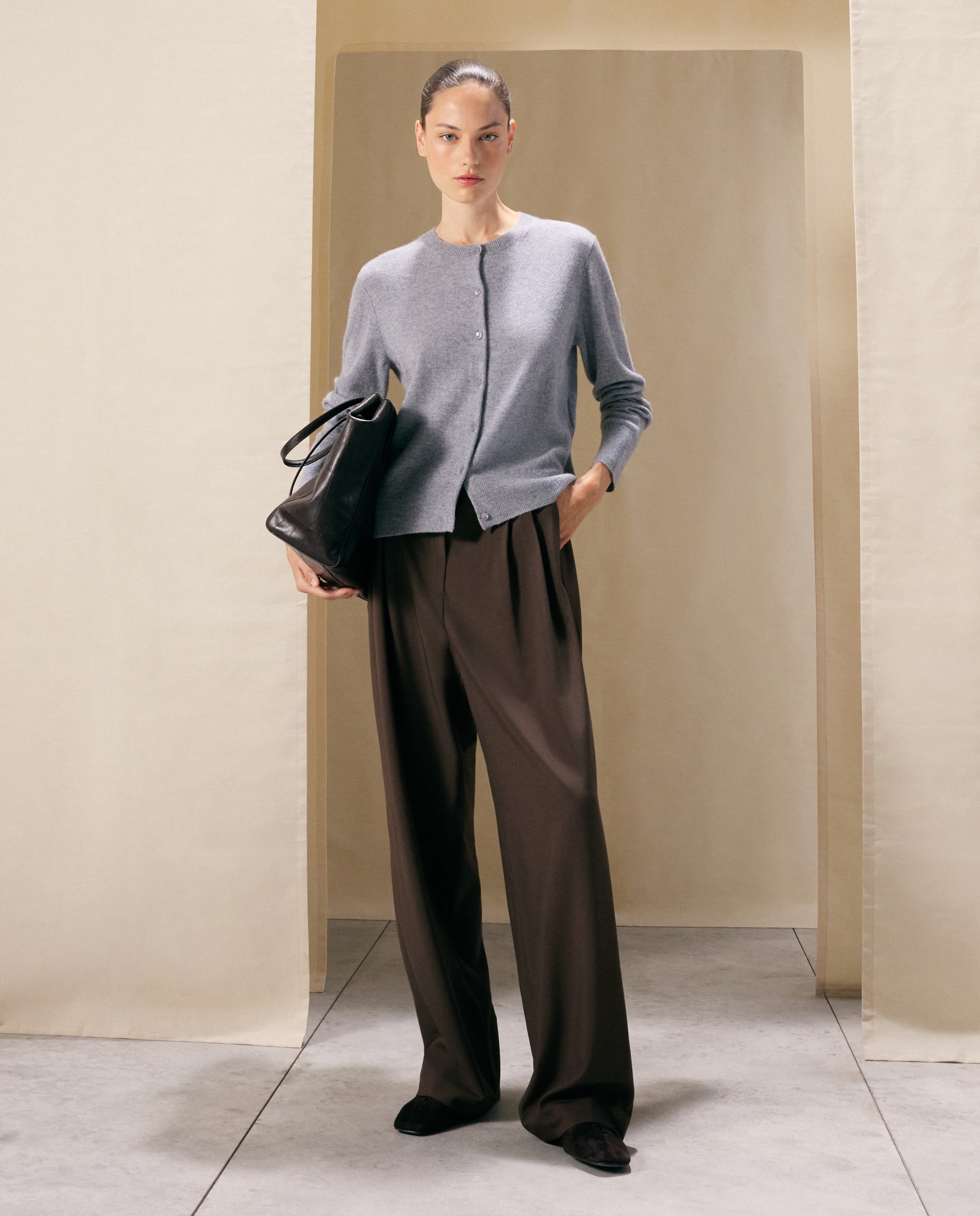 Chaqueta de mujer en cashmere con cuello caja - Woman El Corte Inglés - 820 Gris medio 820 Gris medio-2