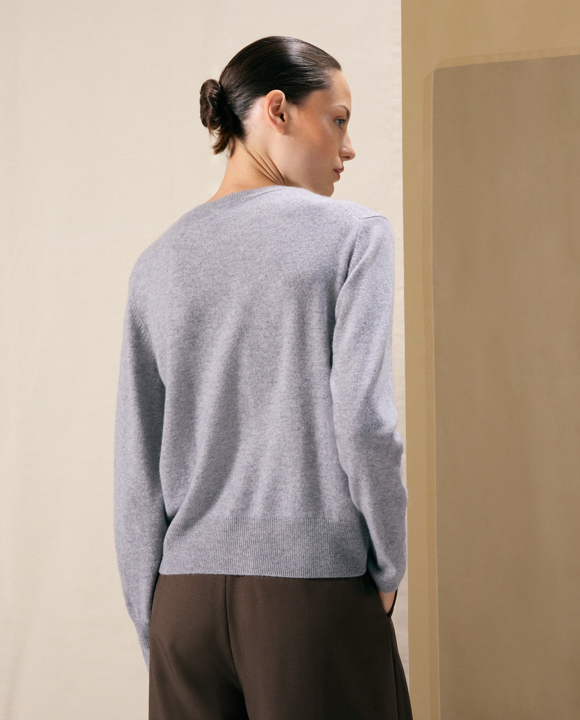 Chaqueta de mujer en cashmere con cuello caja - Woman El Corte Inglés - 820 Gris medio 820 Gris medio-3