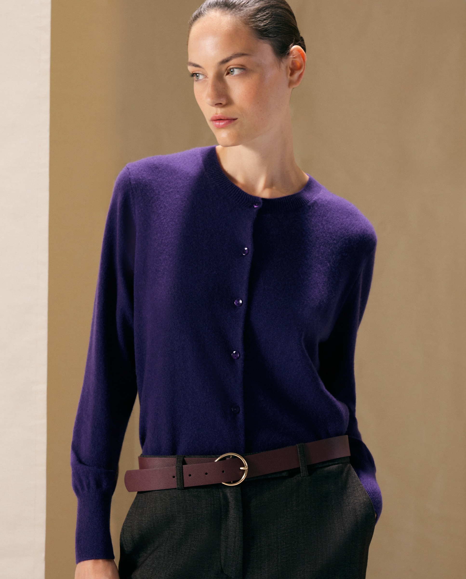 Chaqueta de mujer en cashmere con cuello caja - Woman El Corte Inglés - Morado Morado-1