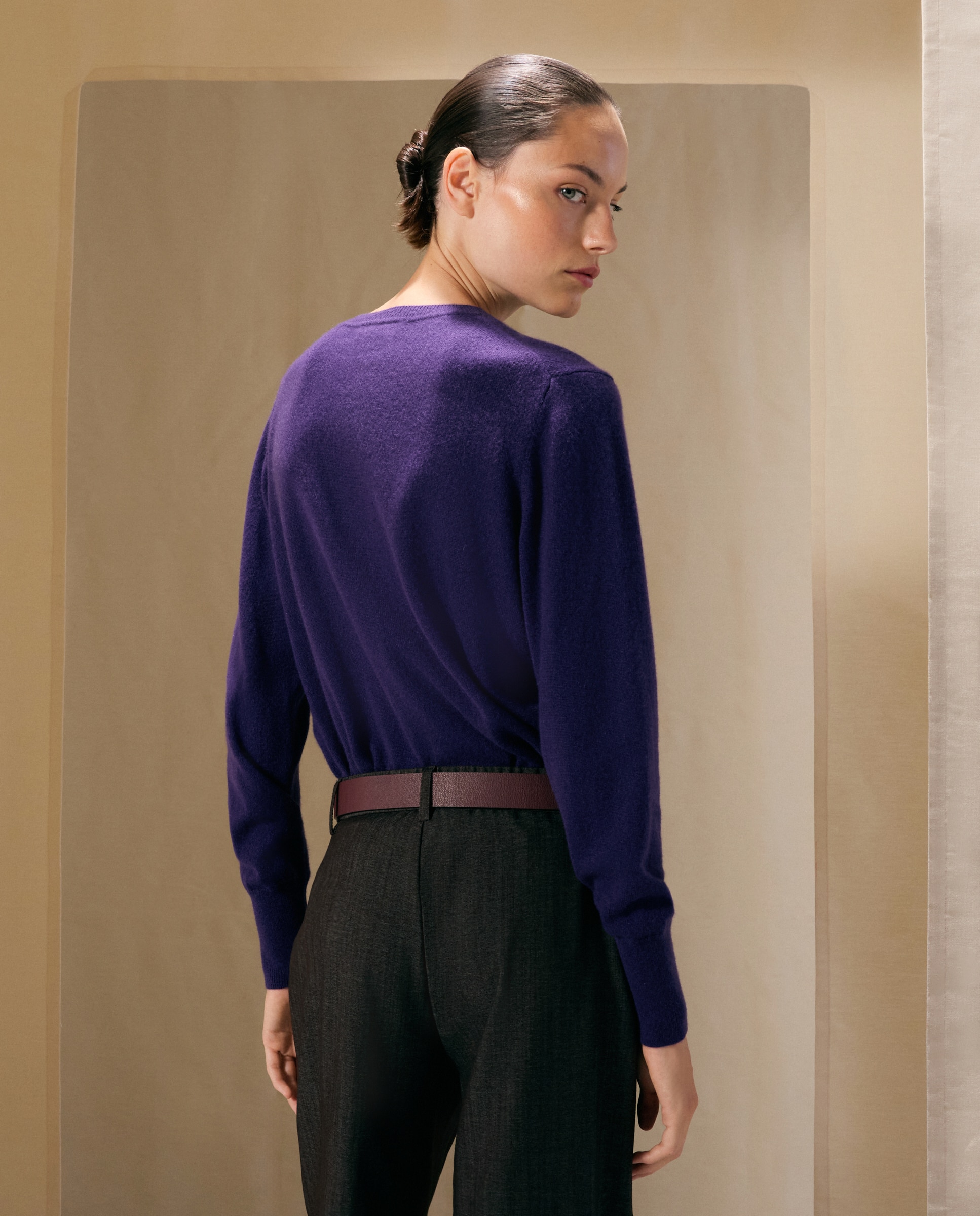 Chaqueta de mujer en cashmere con cuello caja - Woman El Corte Inglés - Morado Morado-3