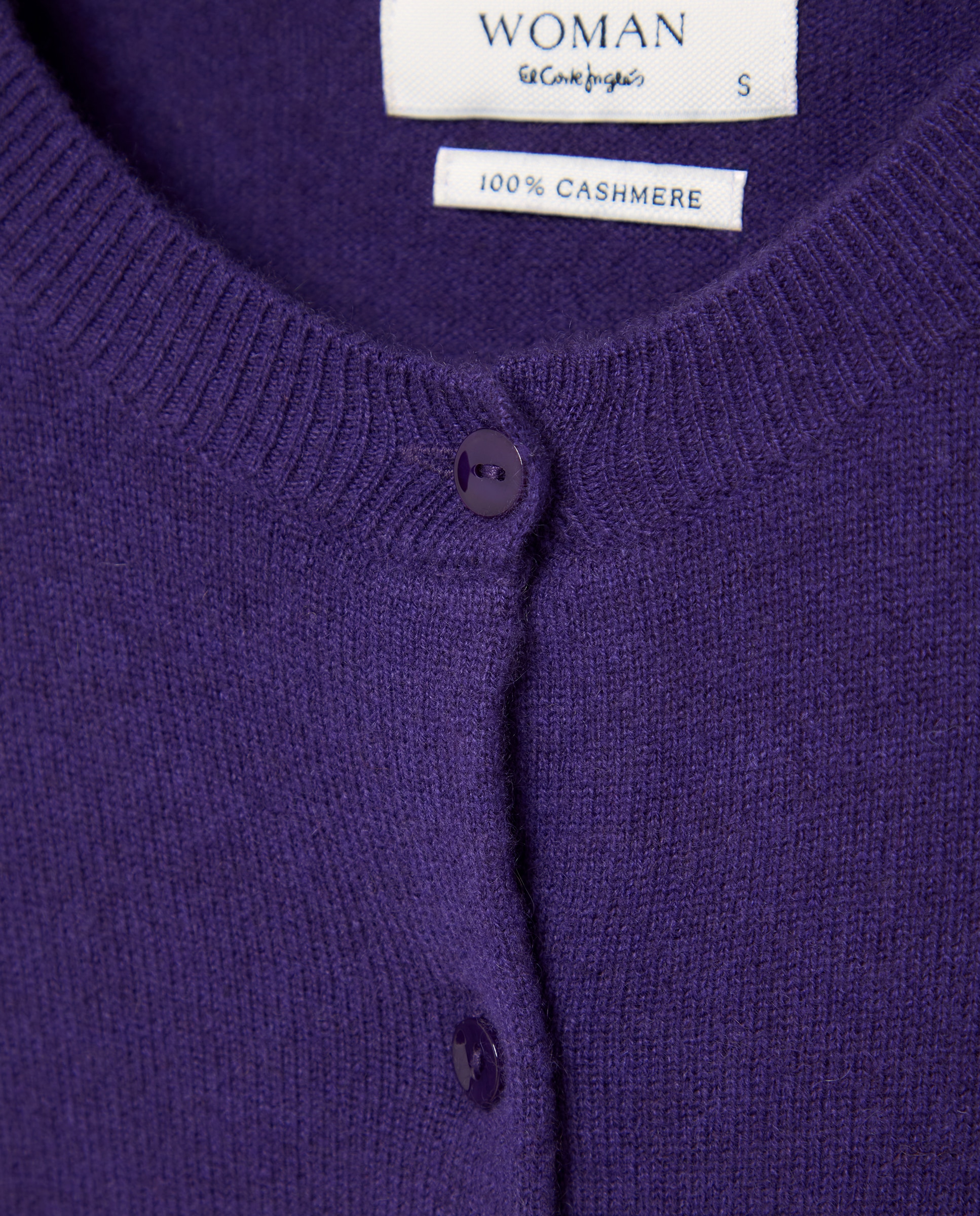 Chaqueta de mujer en cashmere con cuello caja - Woman El Corte Inglés - Morado Morado-5