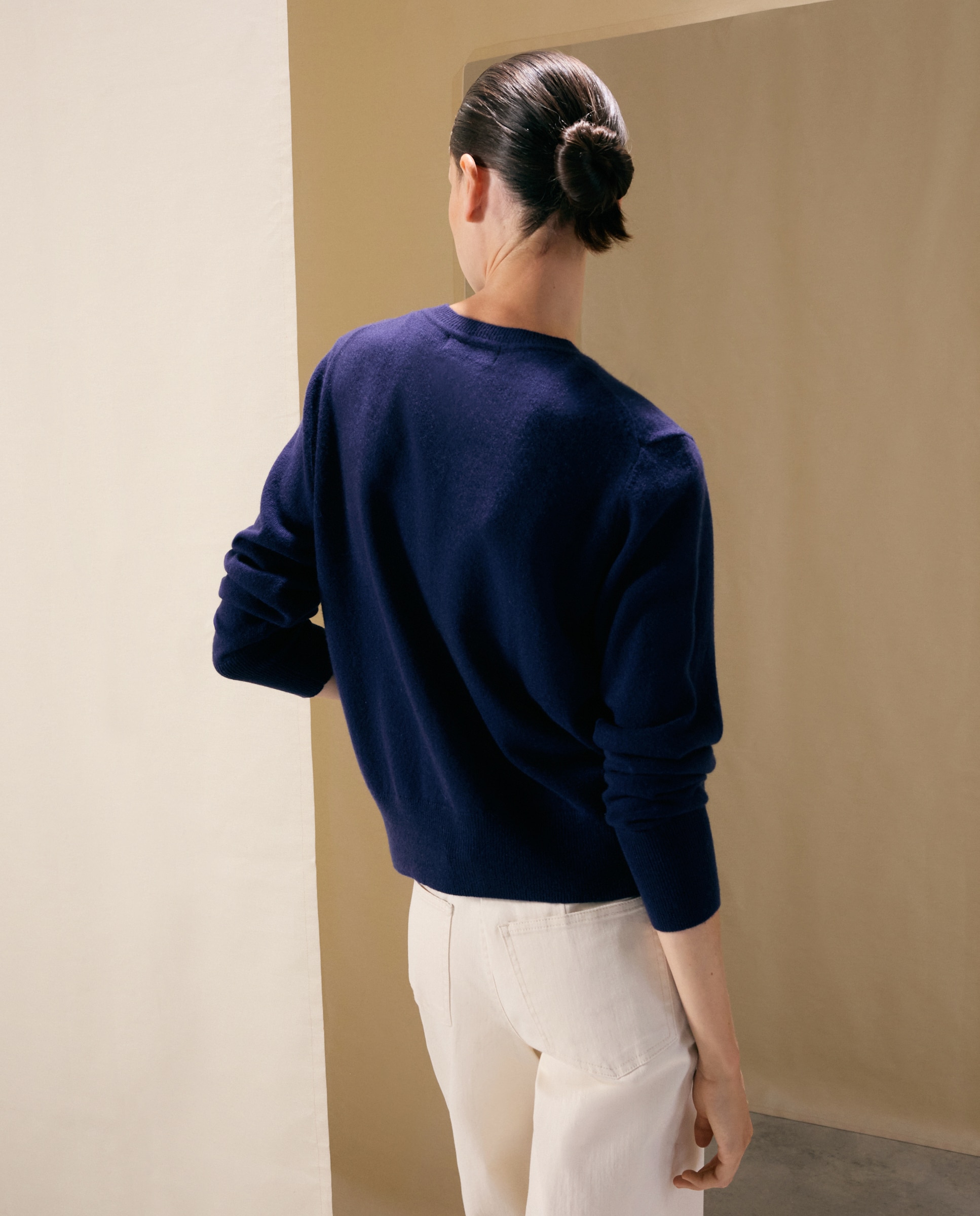 Chaqueta de mujer en cashmere con cuello caja - Woman El Corte Inglés - Azul marino Azul marino-3