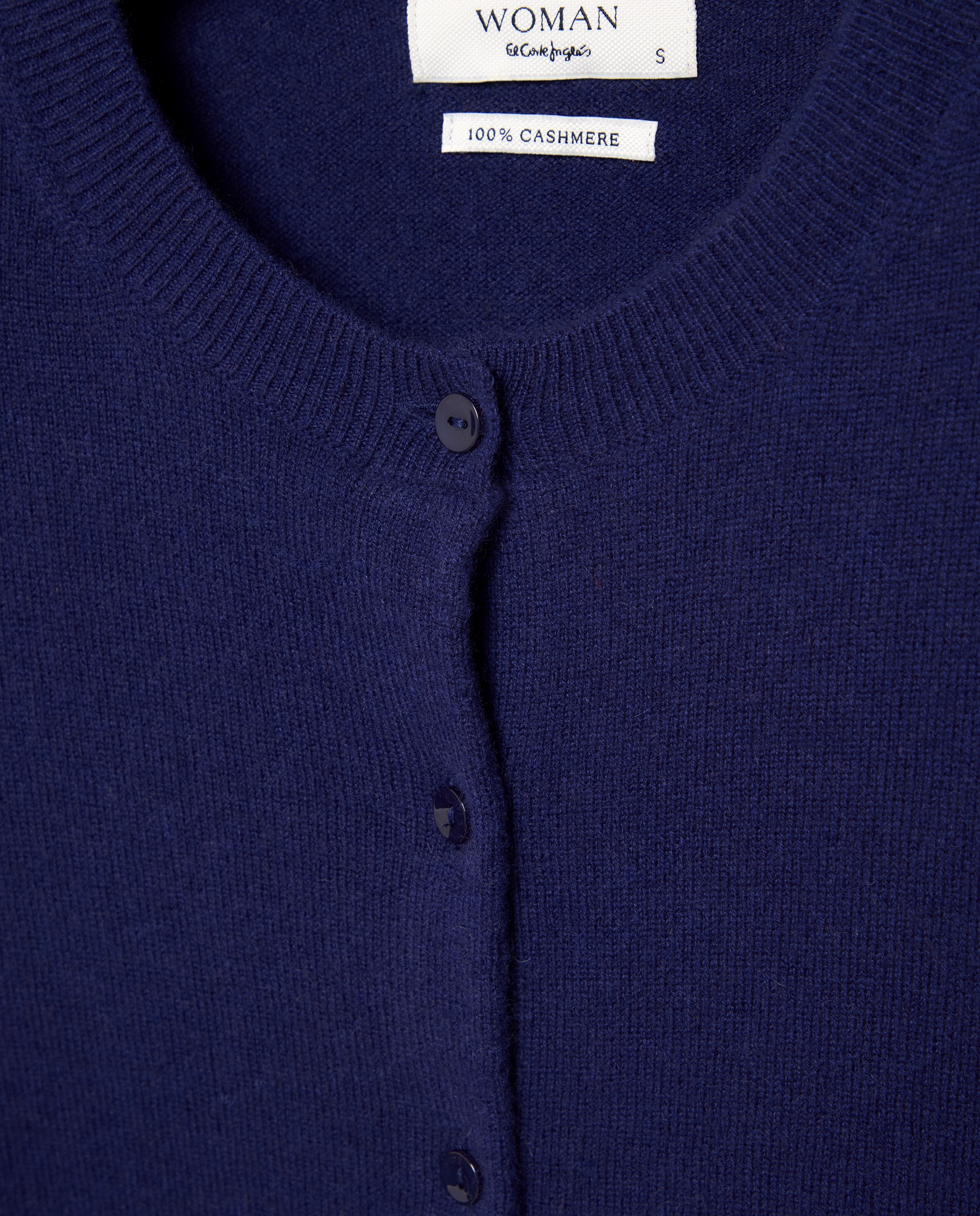 Chaqueta de mujer en cashmere con cuello caja - Woman El Corte Inglés - Azul marino Azul marino-5