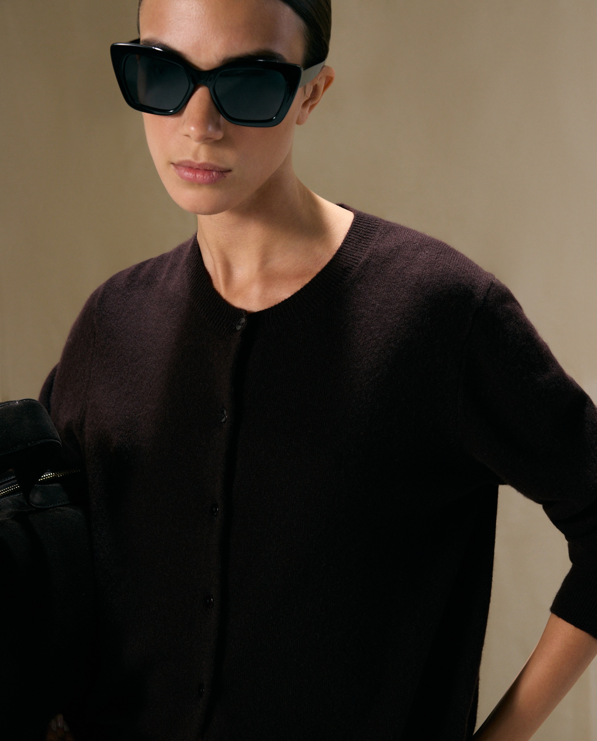 Chaqueta de mujer en cashmere con cuello caja - Woman El Corte Inglés - Marrón Marrón-1