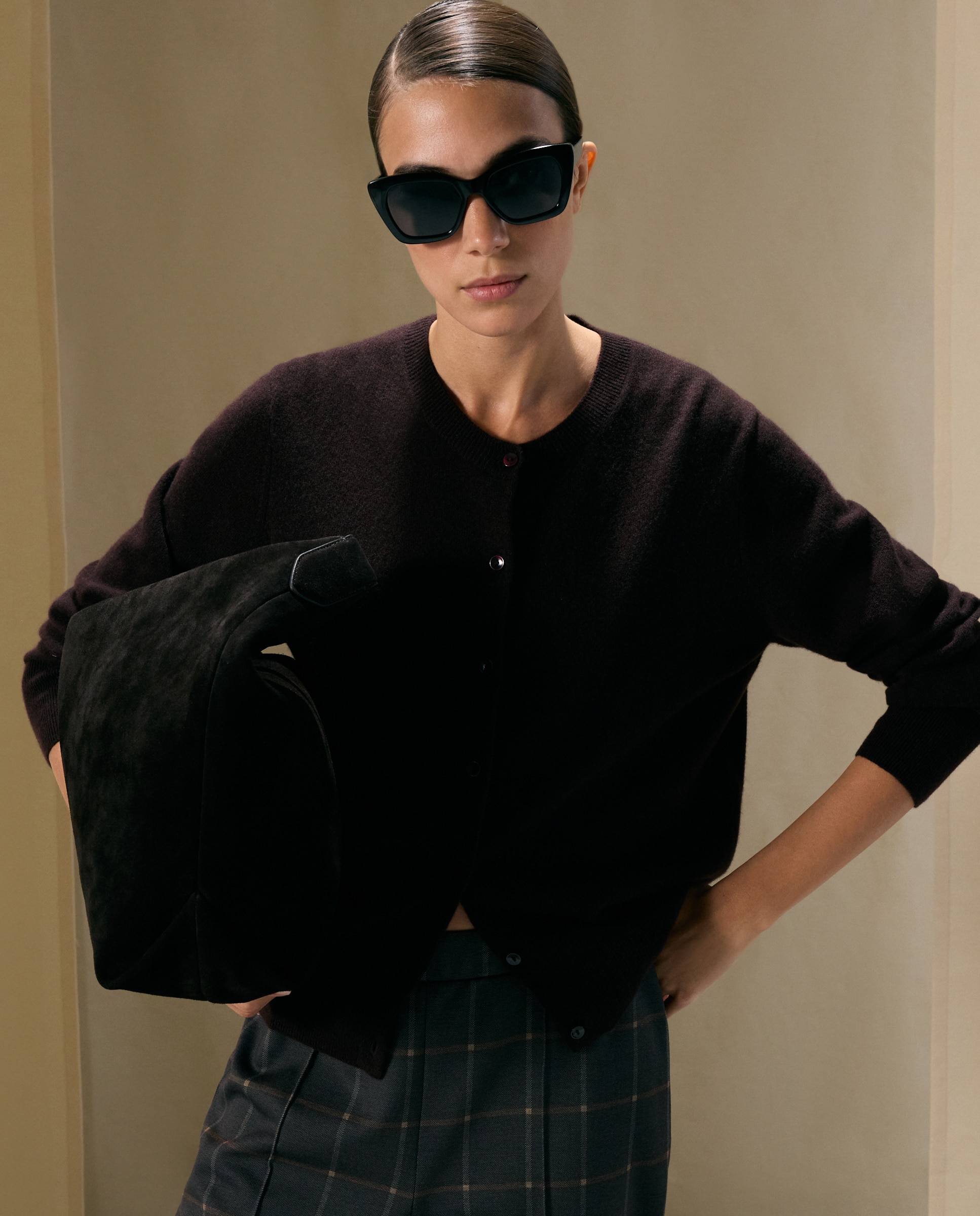 Chaqueta de mujer en cashmere con cuello caja - Woman El Corte Inglés - Marrón Marrón-2