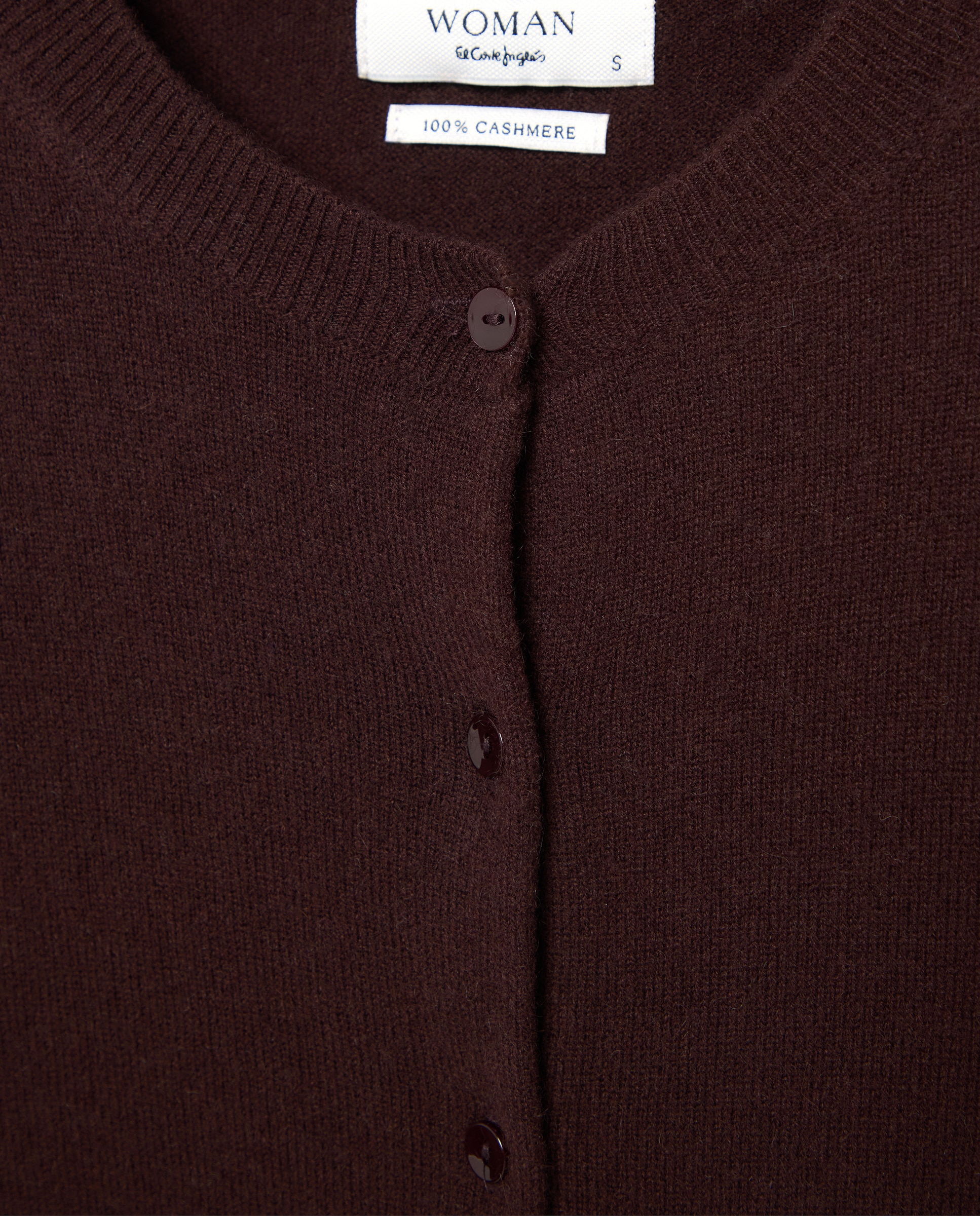 Chaqueta de mujer en cashmere con cuello caja - Woman El Corte Inglés - Marrón Marrón-5
