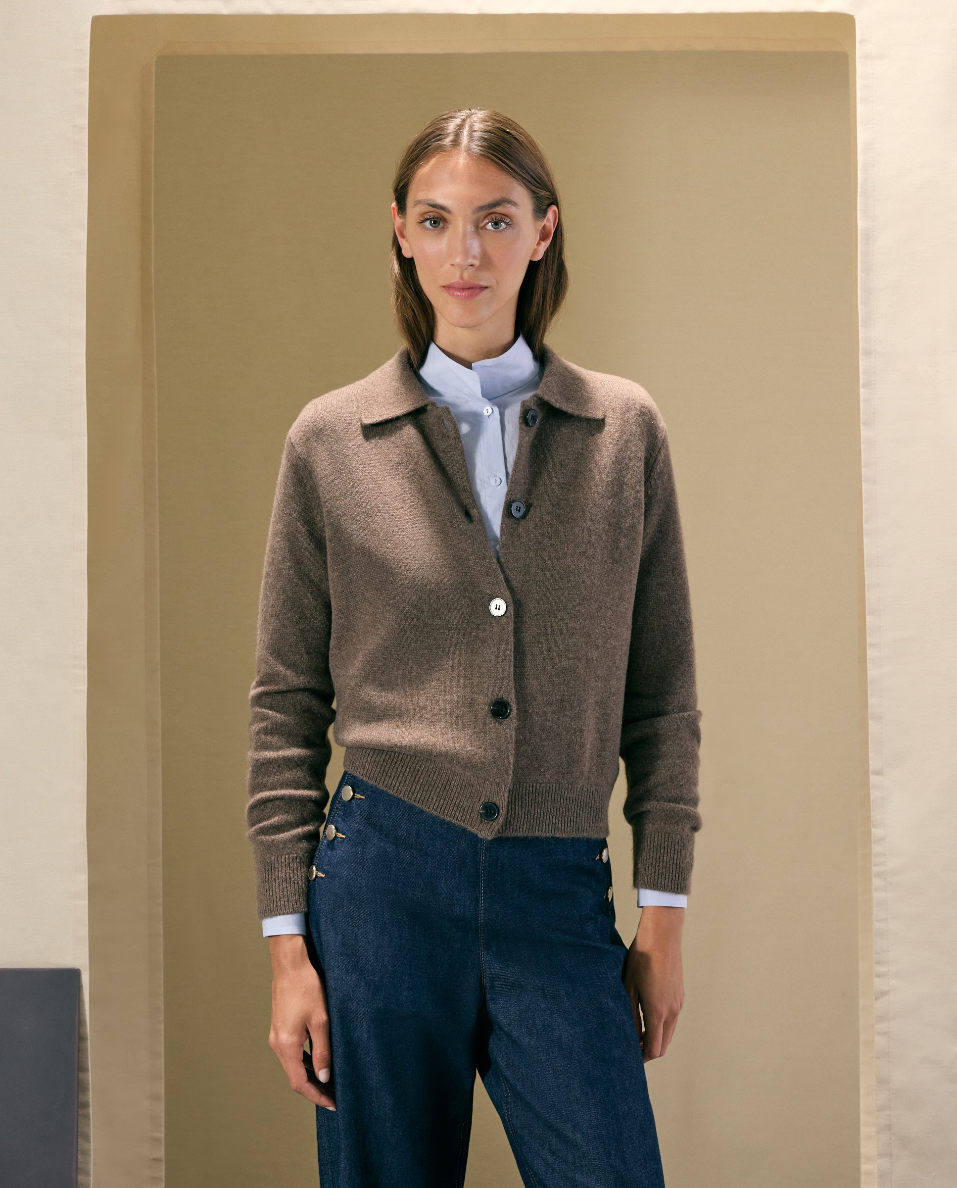 Chaqueta polo de mujer en cashmere - Woman El Corte Inglés - Visón oscuro Visón oscuro-1